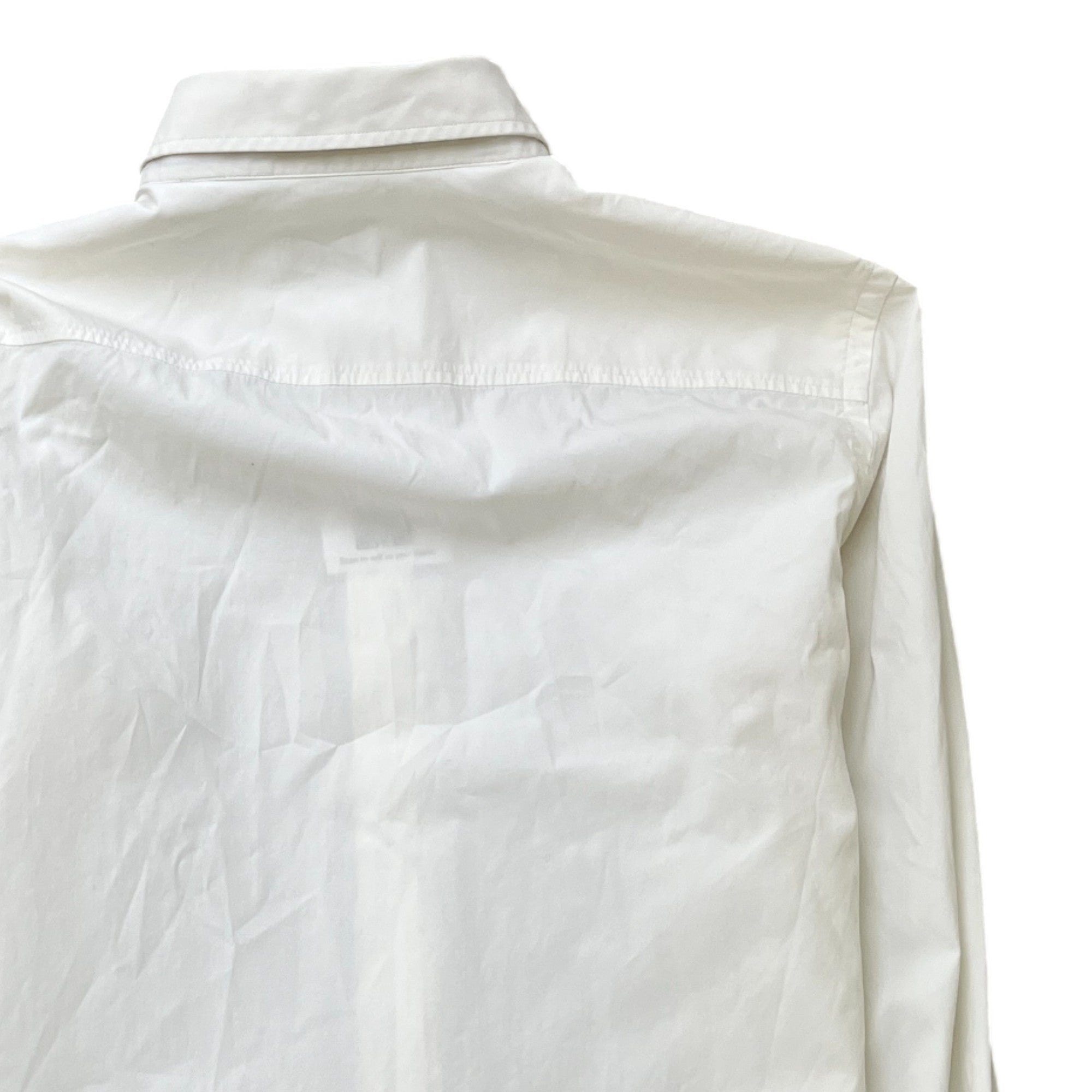 Men's Check Print Collar Long Sleeve Shirt White Size S