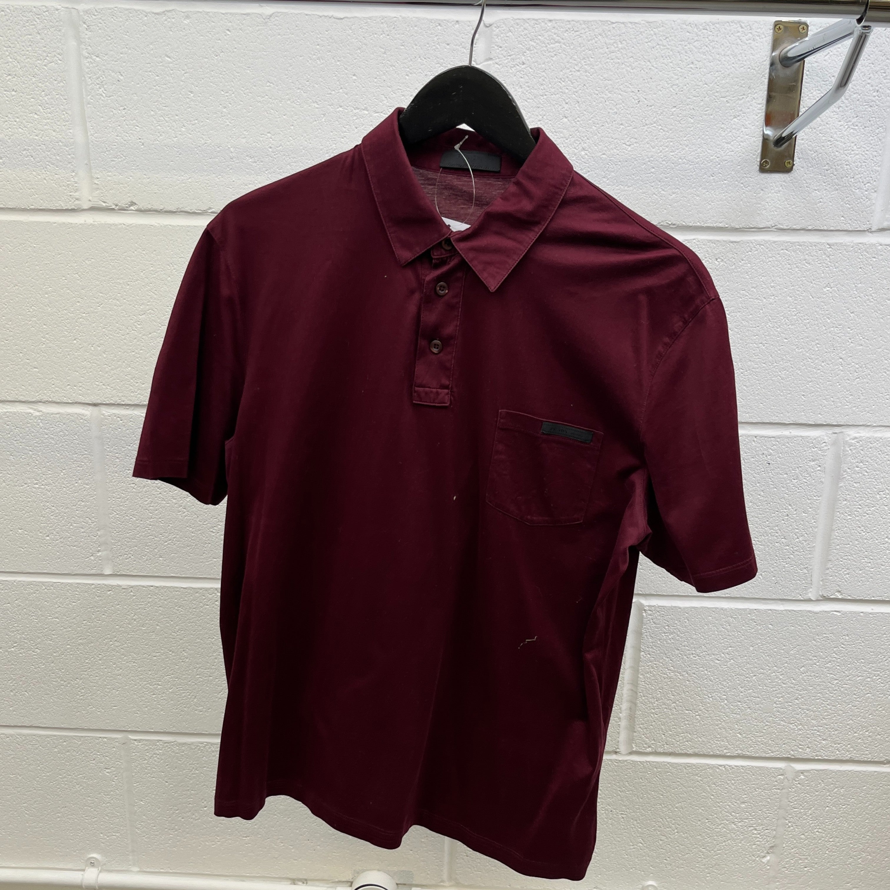 Men's Embroidered Logo Polo Shirt Burgundy Size L