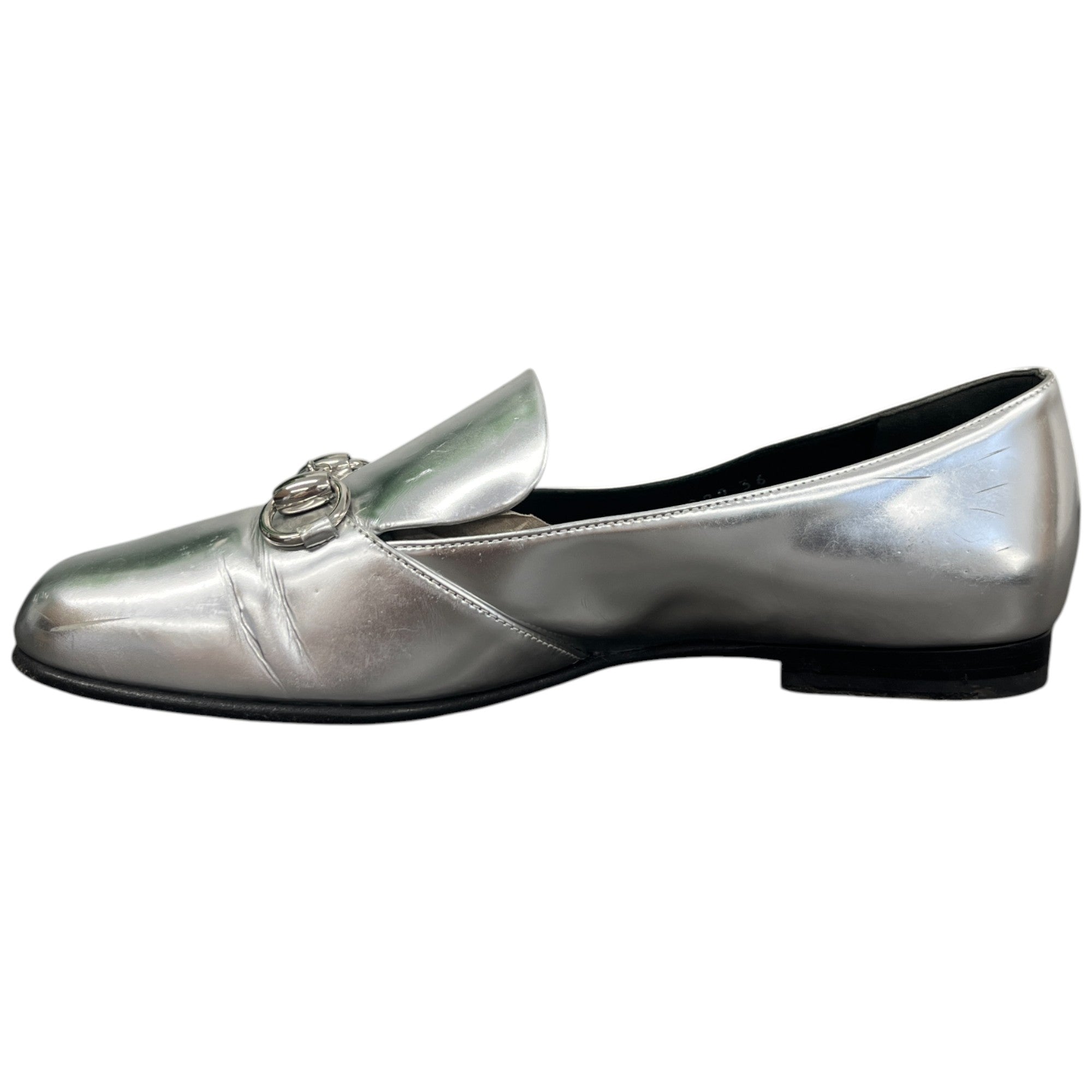 Women's Metalic Horsebit Loafers Silver Size EU 36 / UK 3