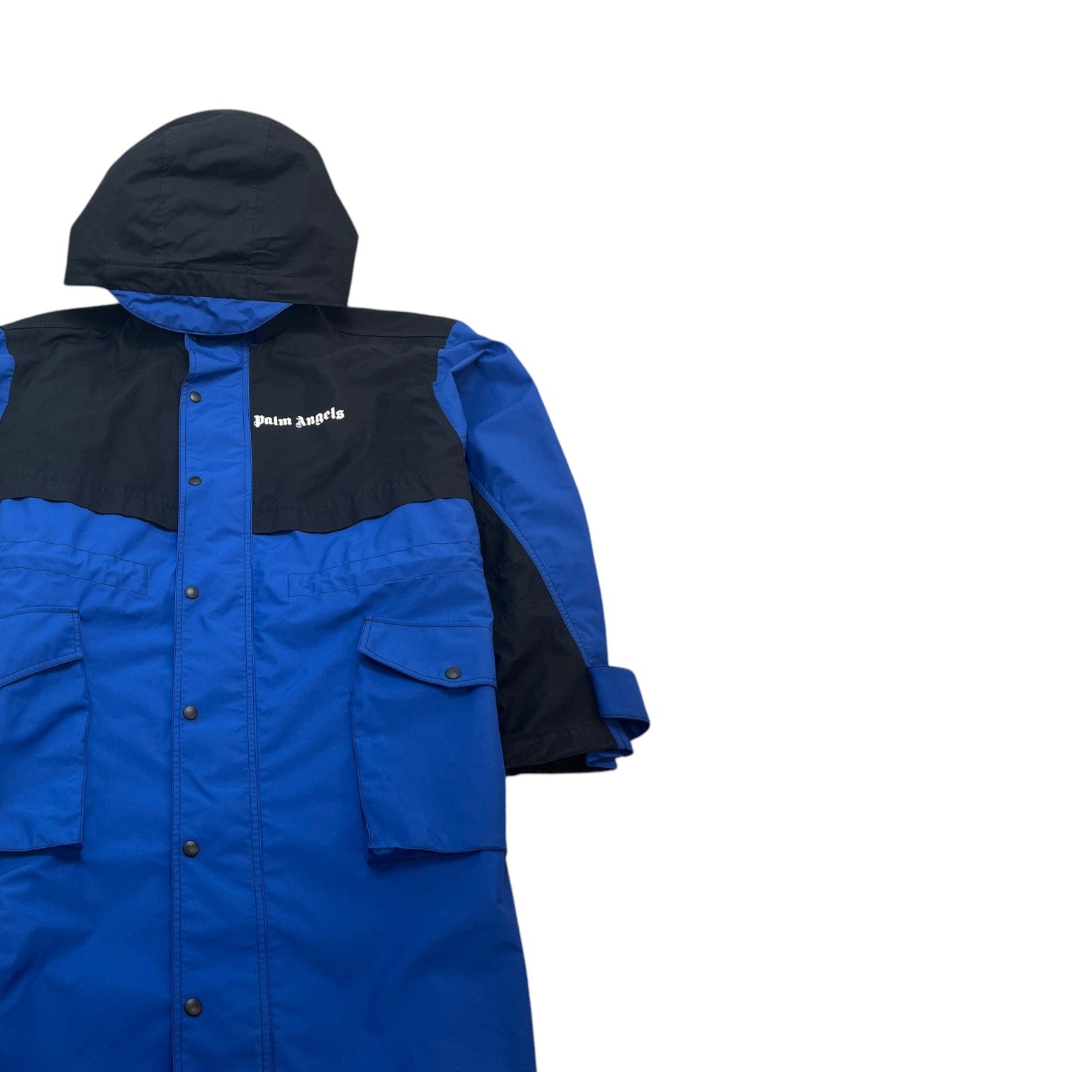 Men's Logo Print Track Down Jacket Blue Size S