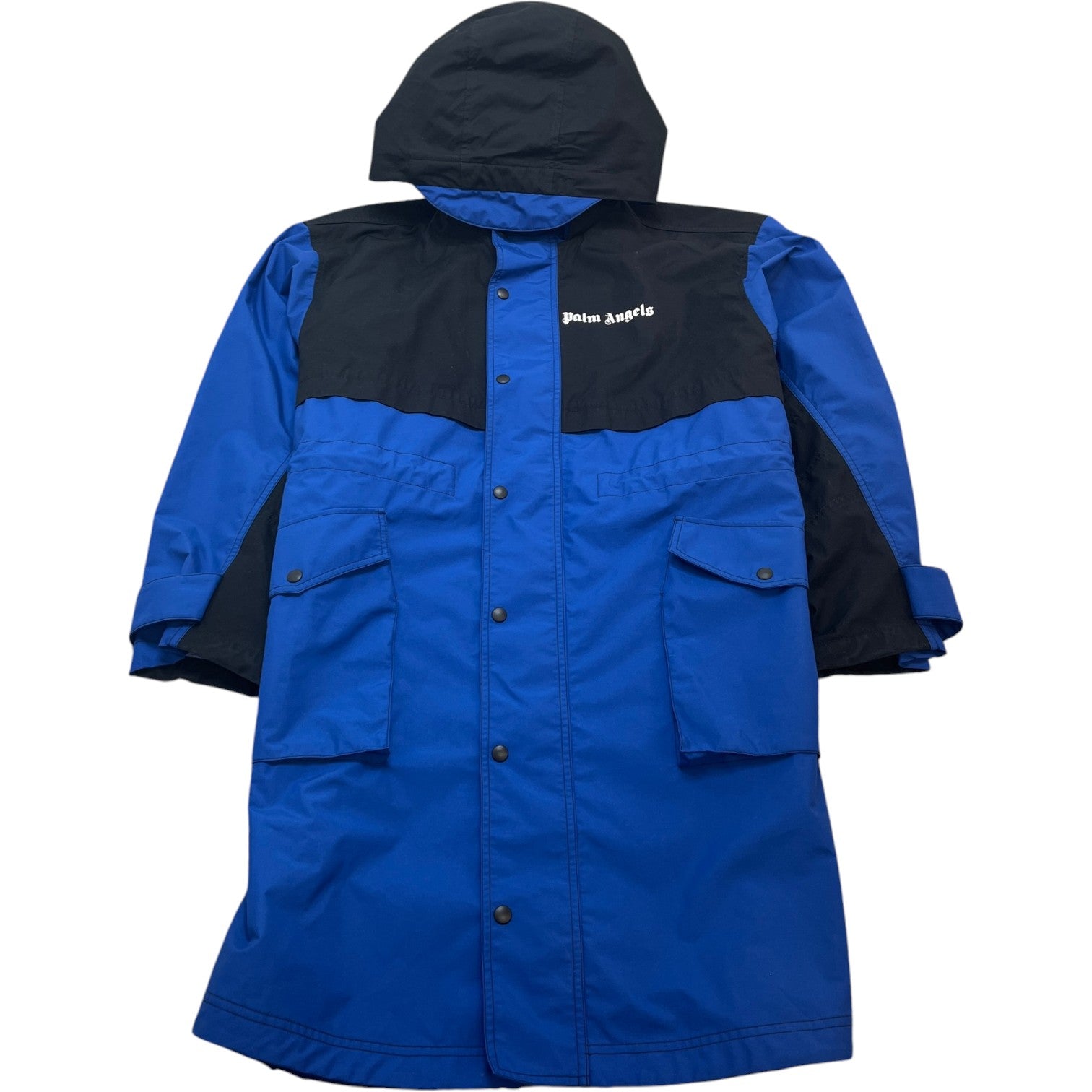 Men's Logo Print Track Down Jacket Blue Size S