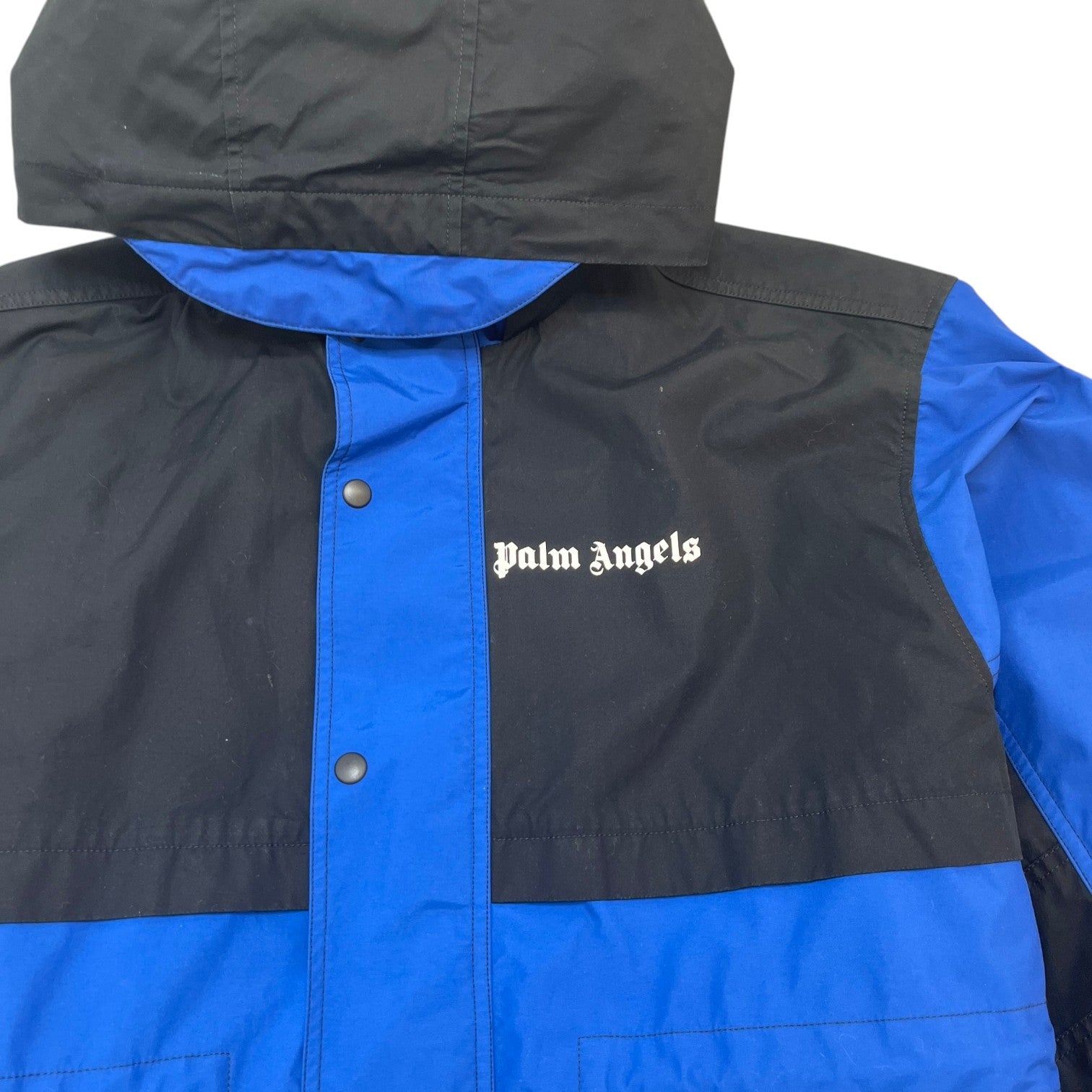 Men's Logo Print Track Down Jacket Blue Size S
