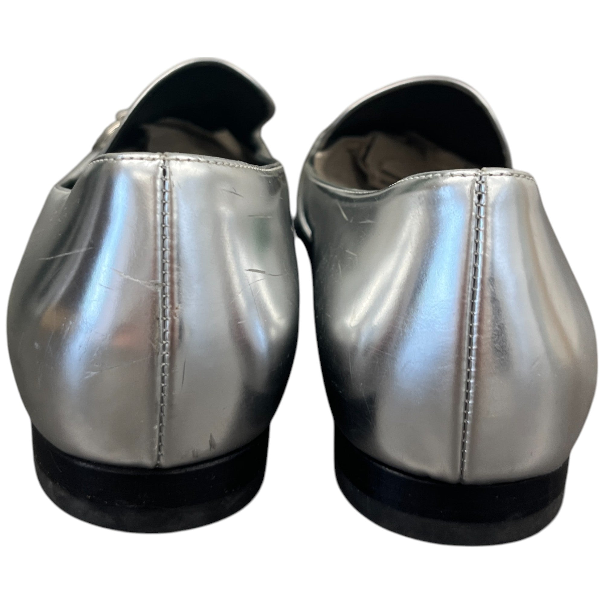 Women's Metalic Horsebit Loafers Silver Size EU 36 / UK 3