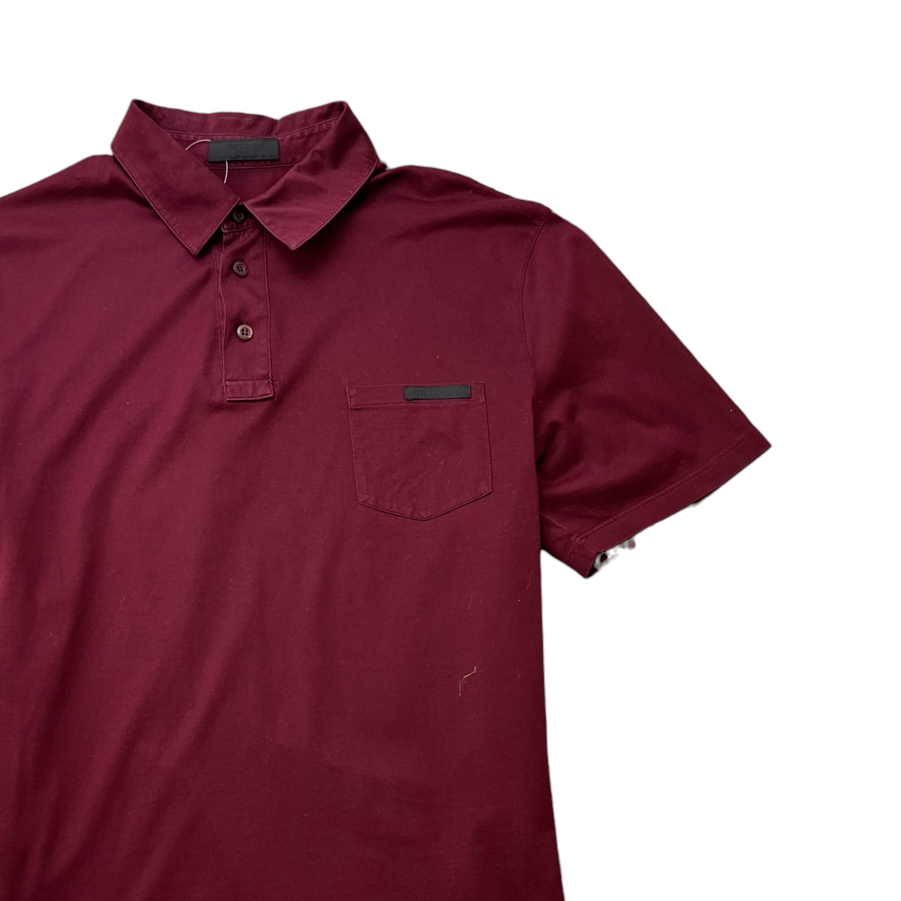 Men's Embroidered Logo Polo Shirt Burgundy Size L