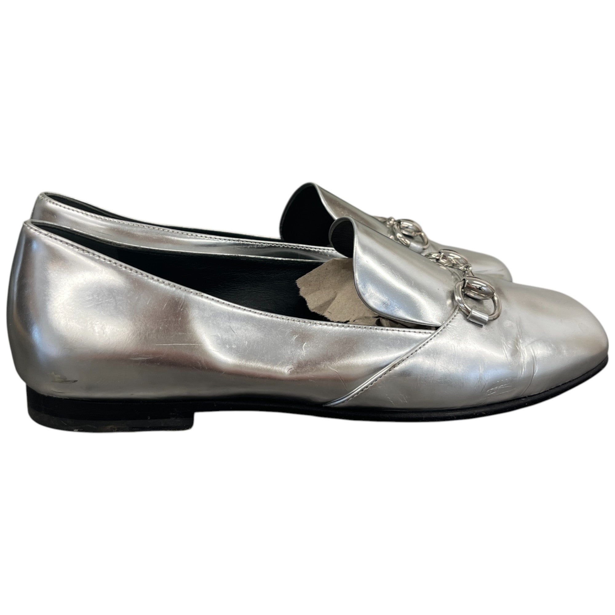 Women's Metalic Horsebit Loafers Silver Size EU 36 / UK 3