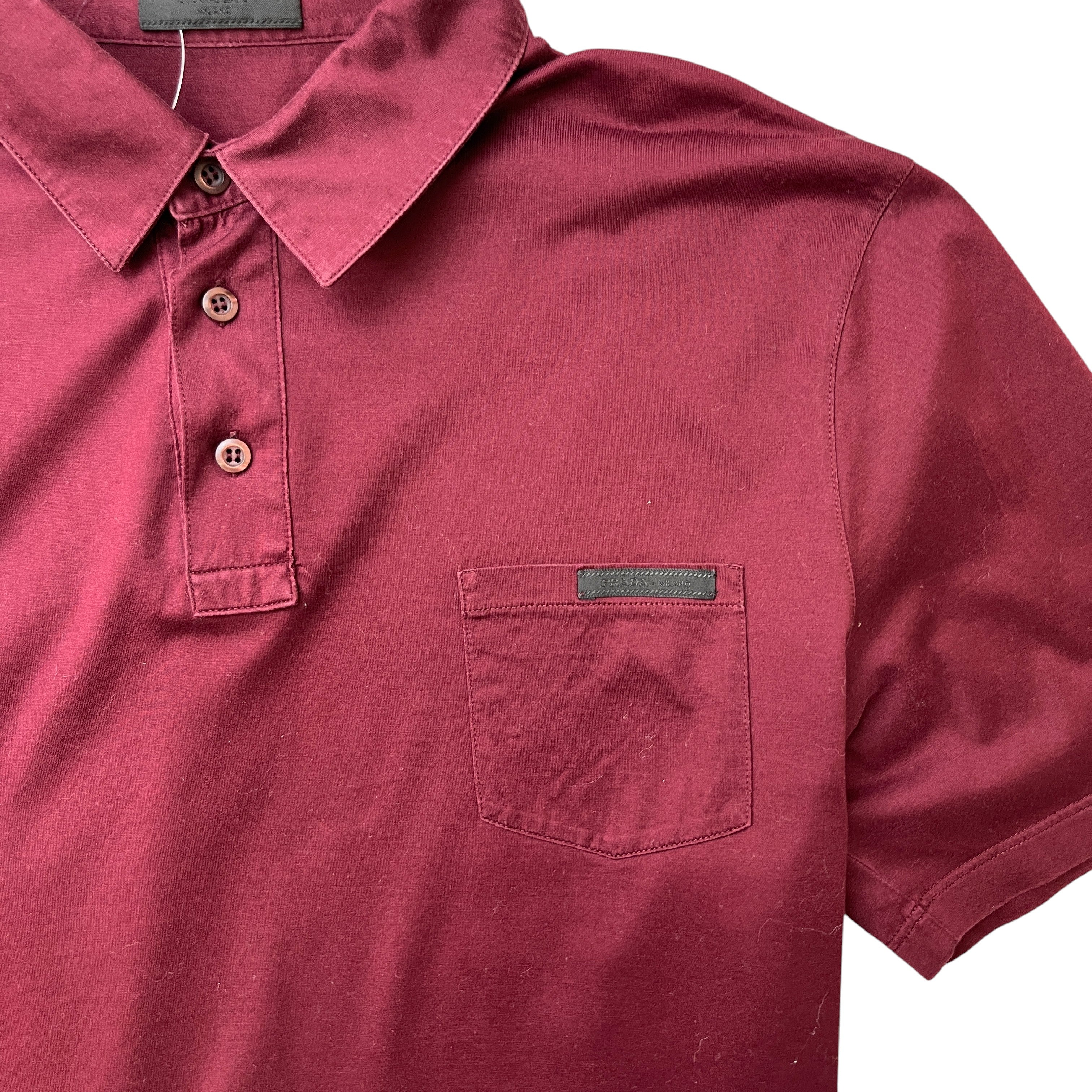Men's Embroidered Logo Polo Shirt Burgundy Size L