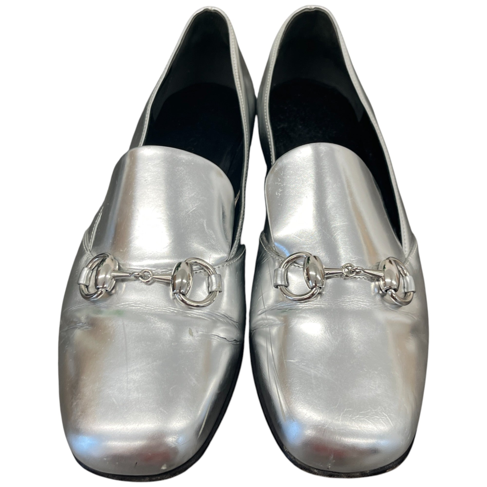 Women's Metalic Horsebit Loafers Silver Size EU 36 / UK 3