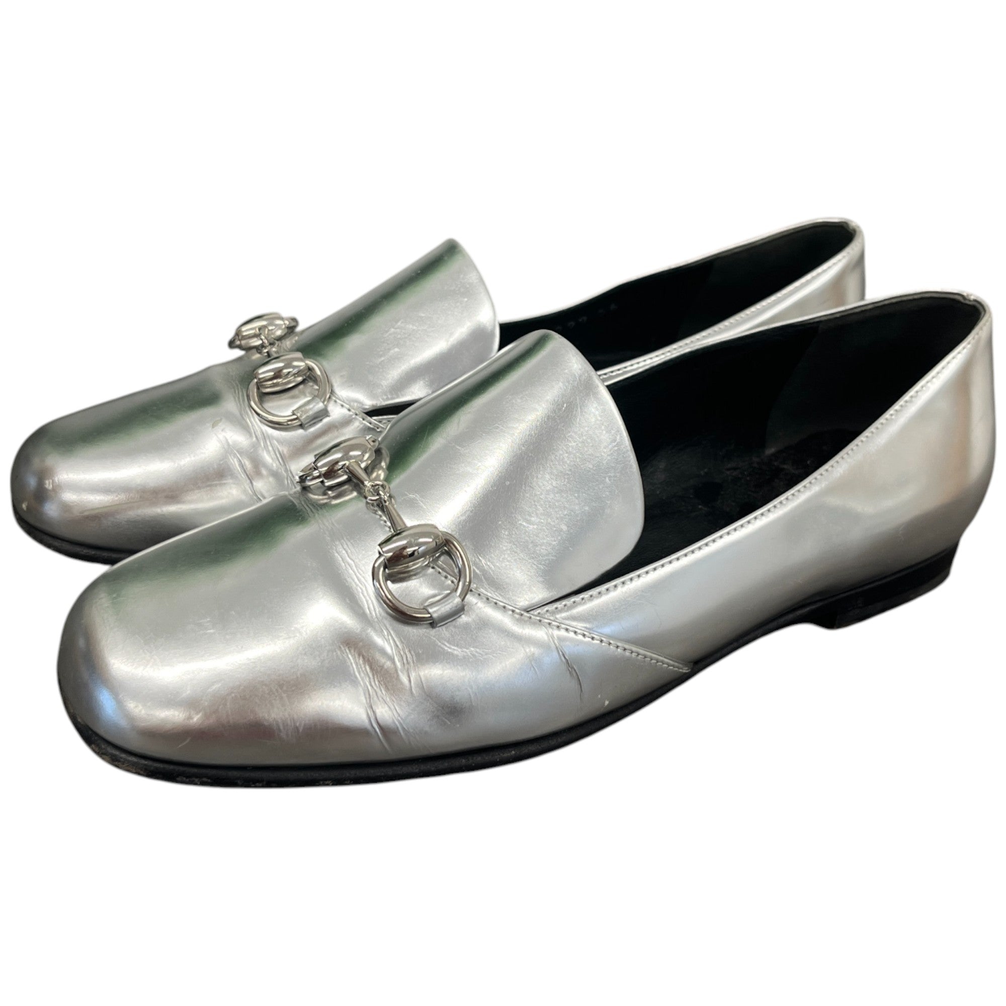 Women's Metalic Horsebit Loafers Silver Size EU 36 / UK 3