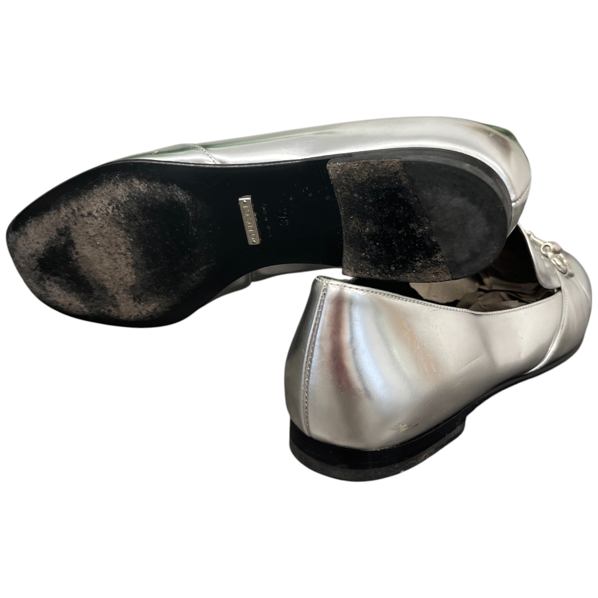 Women's Metalic Horsebit Loafers Silver Size EU 36 / UK 3