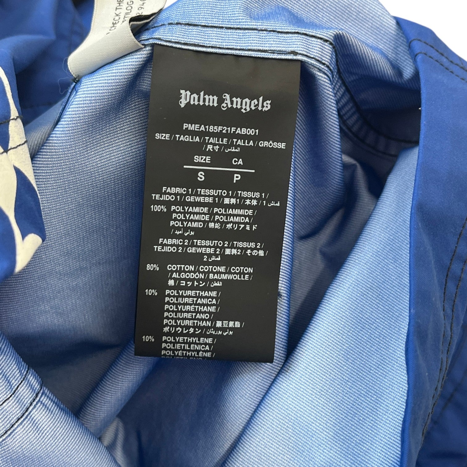 Men's Logo Print Track Down Jacket Blue Size S