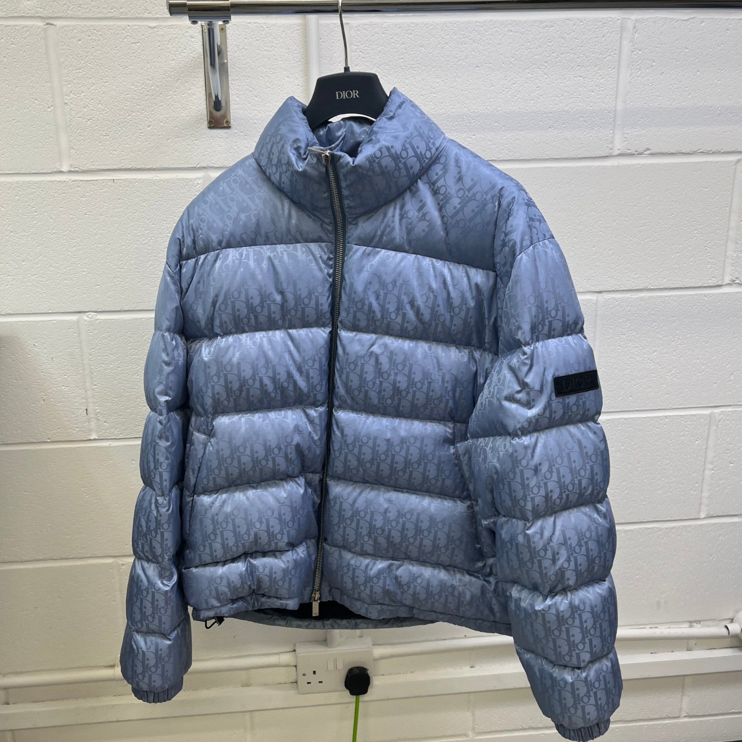 Men's Oblique Bomber Down Jacket Blue Size XXXL