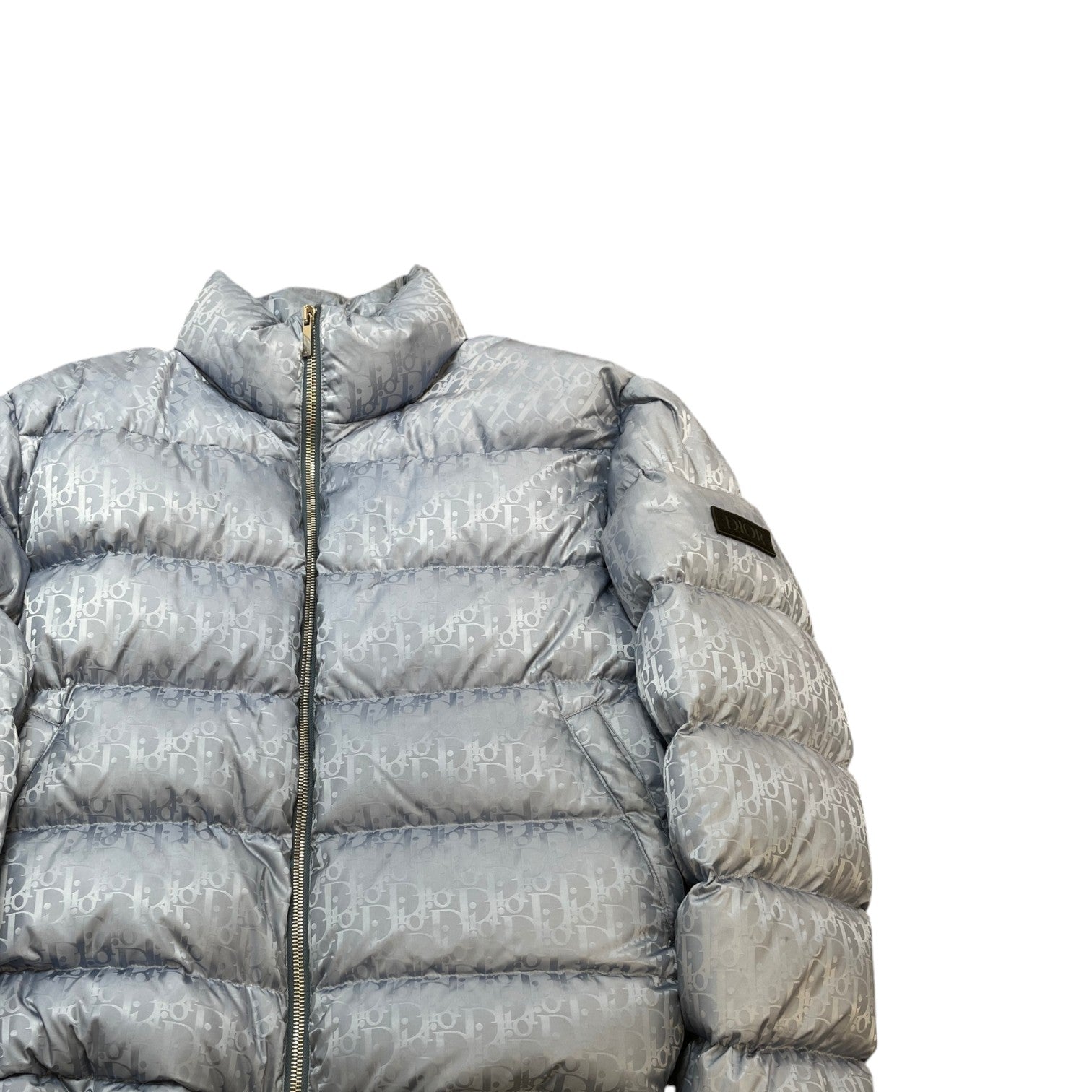 Men's Oblique Bomber Down Jacket Blue Size XXXL