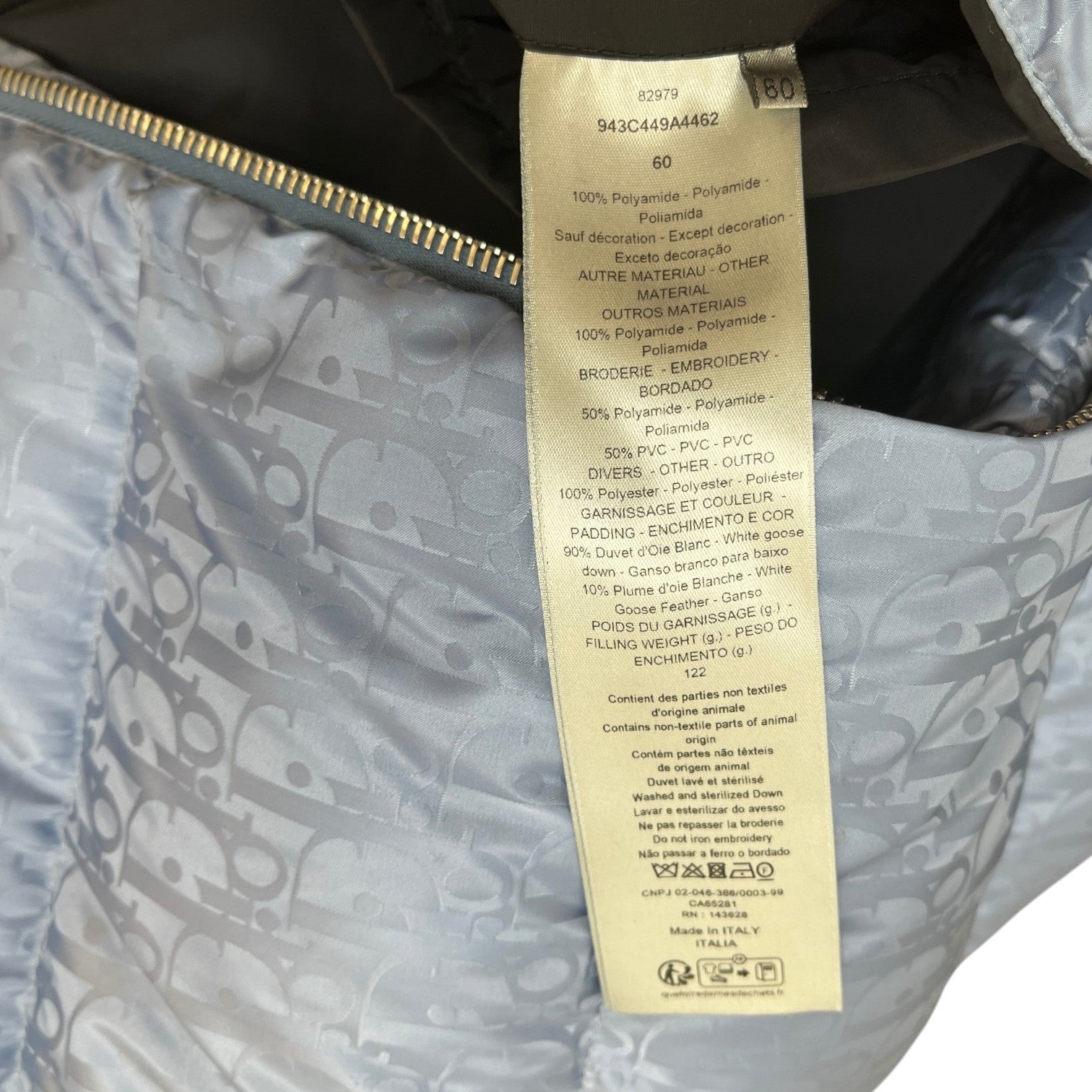 Men's Oblique Bomber Down Jacket Blue Size XXXL