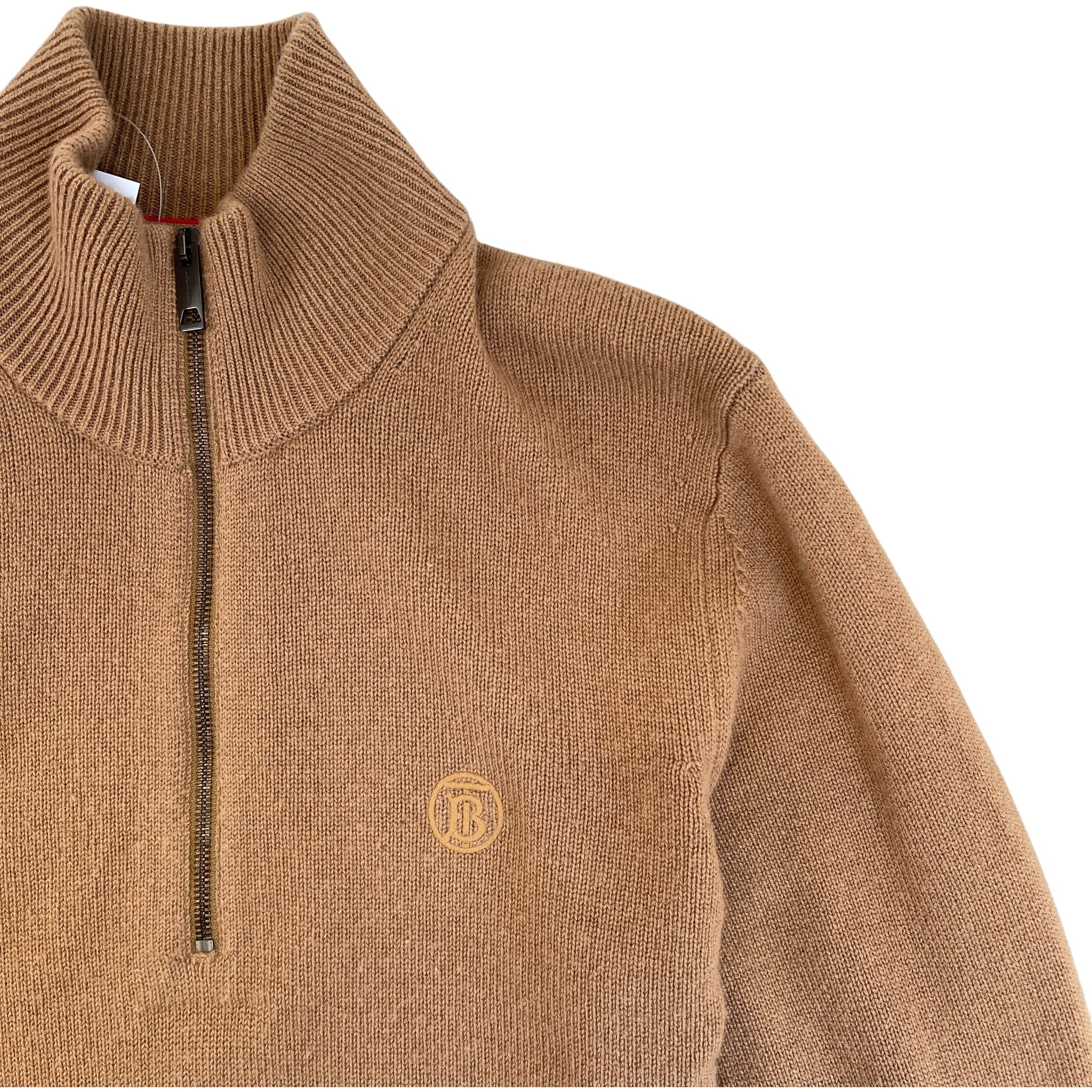 Men's Cashmere Embroidered Logo Sweatshirt Beige Size M
