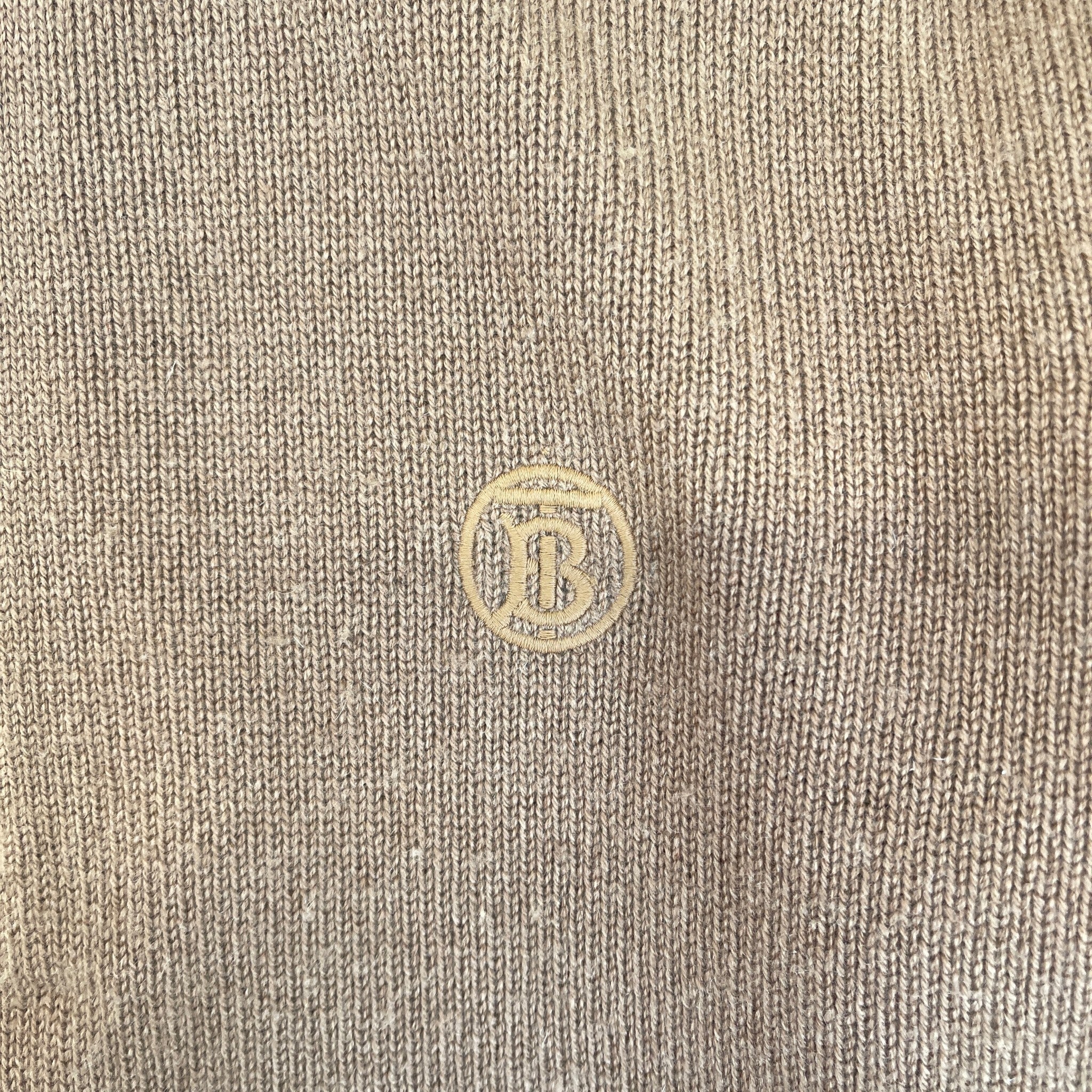 Men's Cashmere Embroidered Logo Sweatshirt Beige Size M