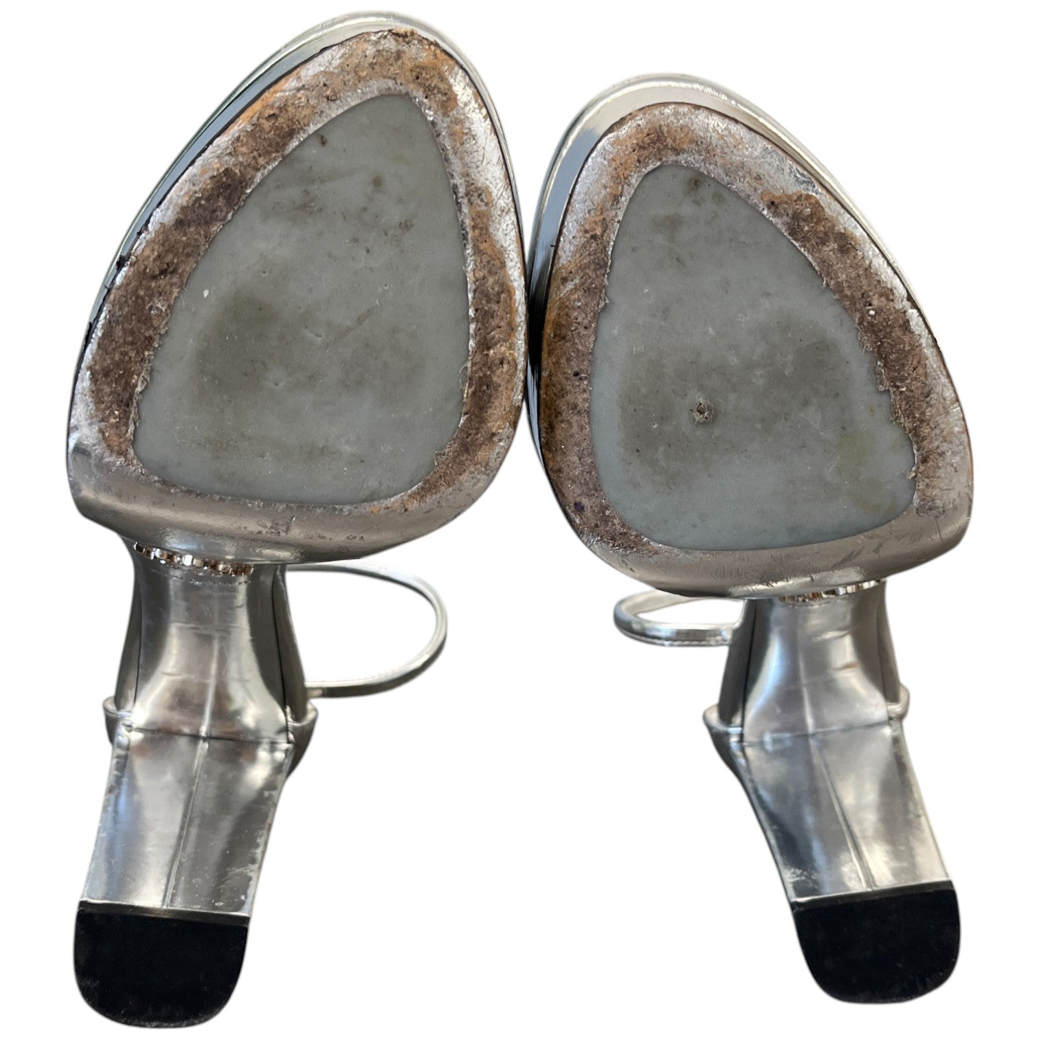 Women's Plaque Logo Platform Heels Silver Size EU 36.5 / UK 3.5