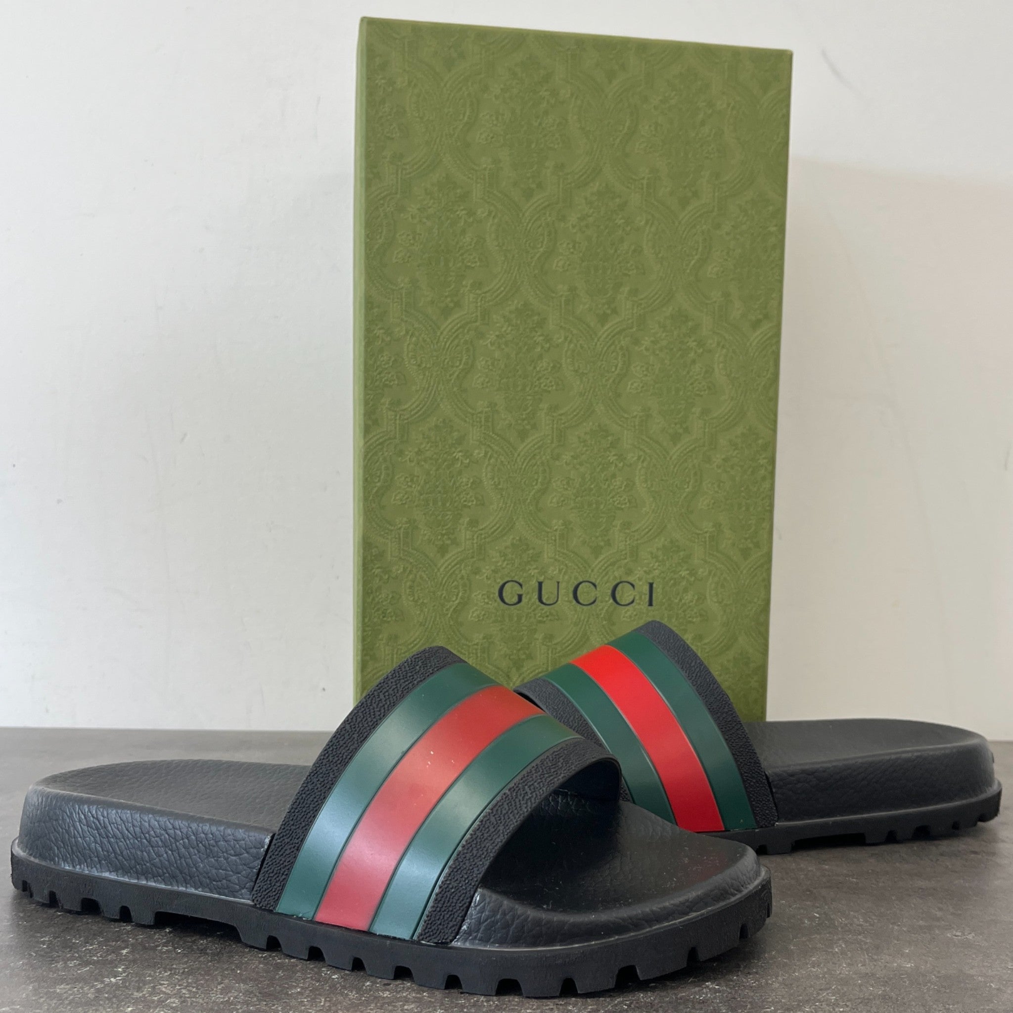Men's Rubber Web Slides Black Size EU 43 / UK 9