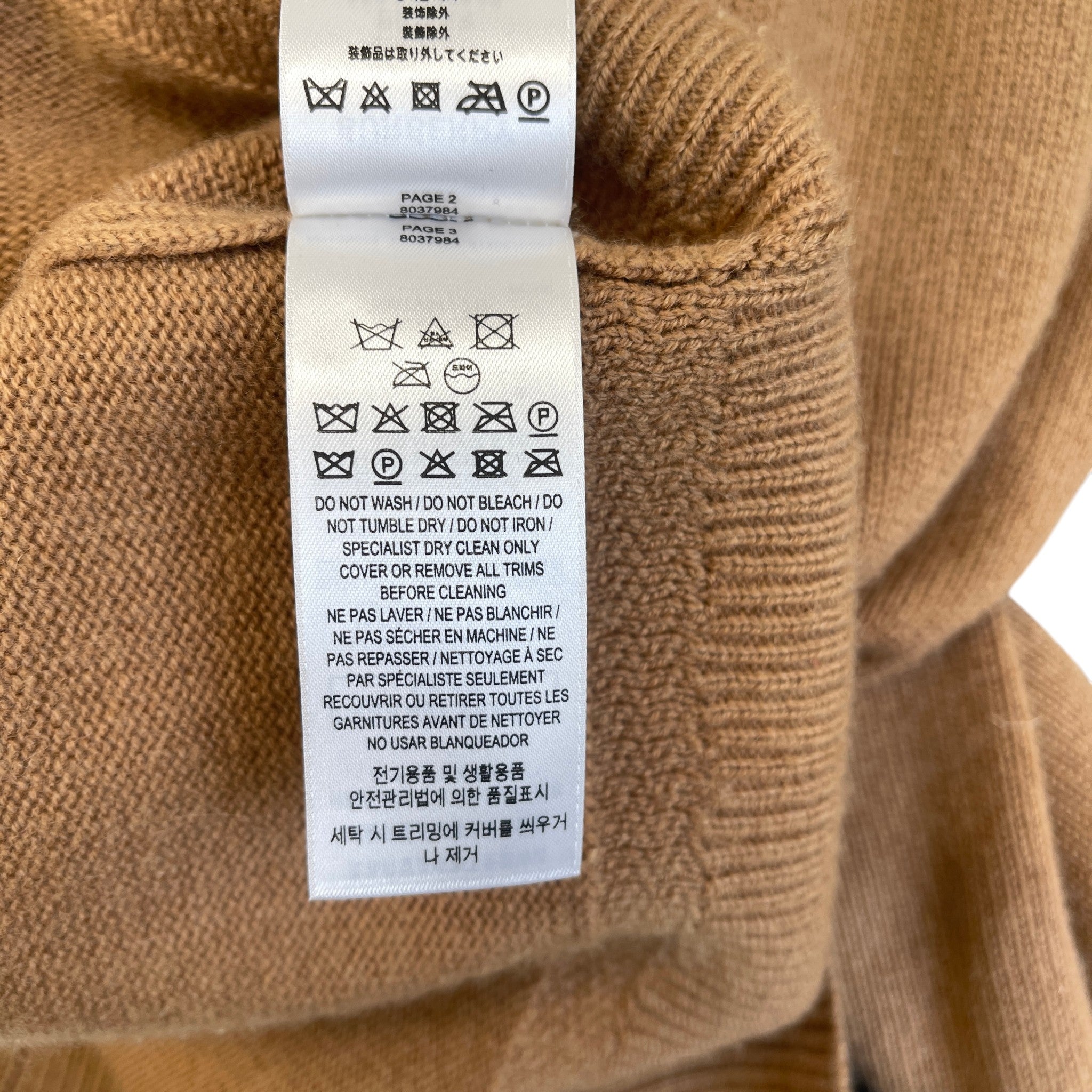 Men's Cashmere Embroidered Logo Sweatshirt Beige Size M