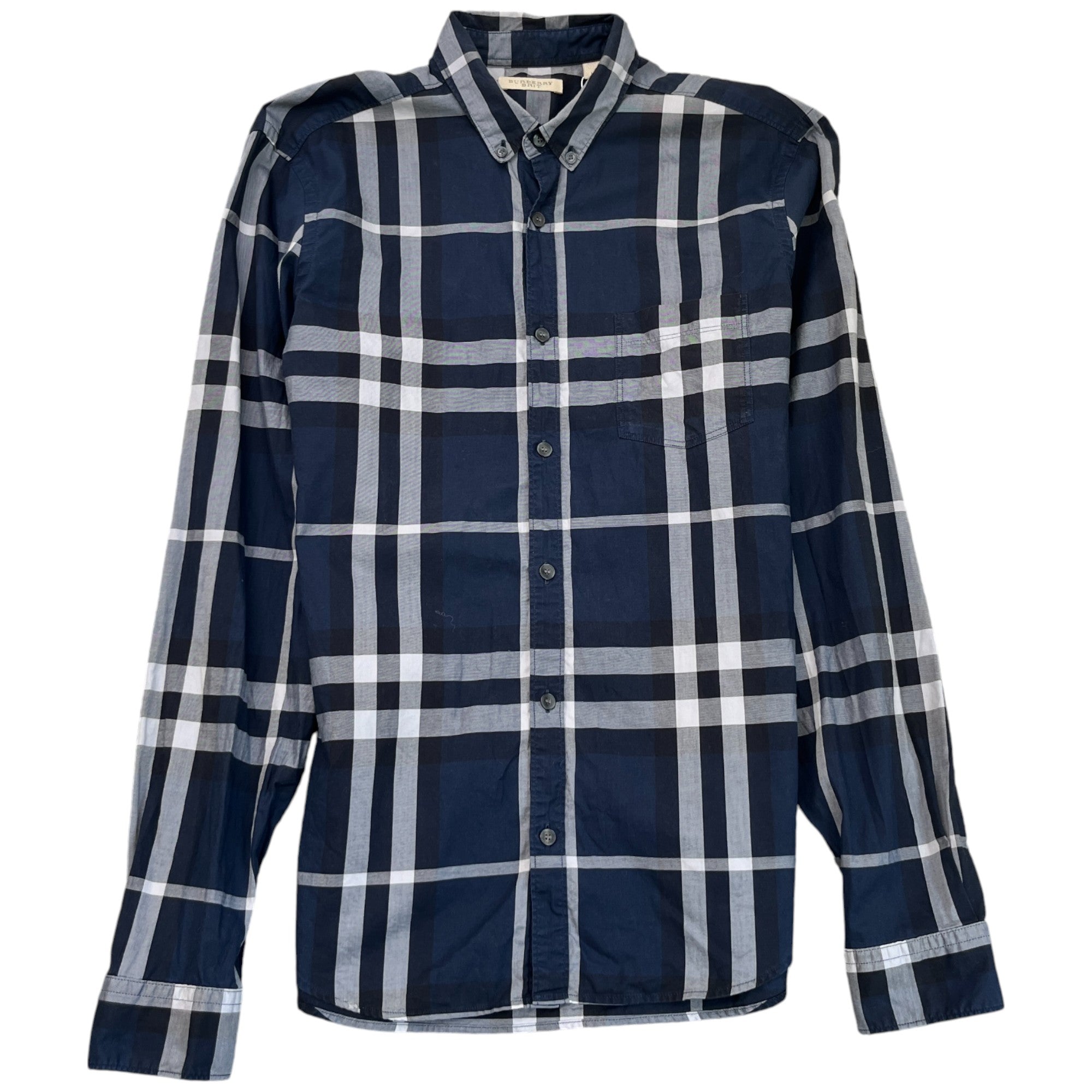 Men's Checked Long Sleeve Shirt Navy Size XS