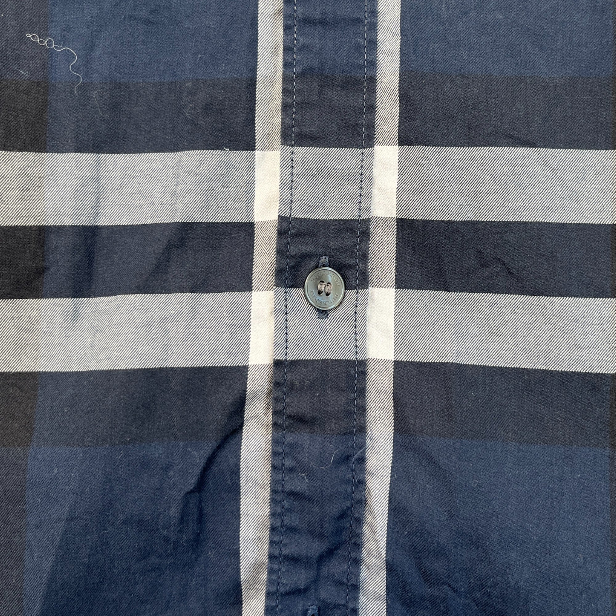 Men's Checked Long Sleeve Shirt Navy Size XS