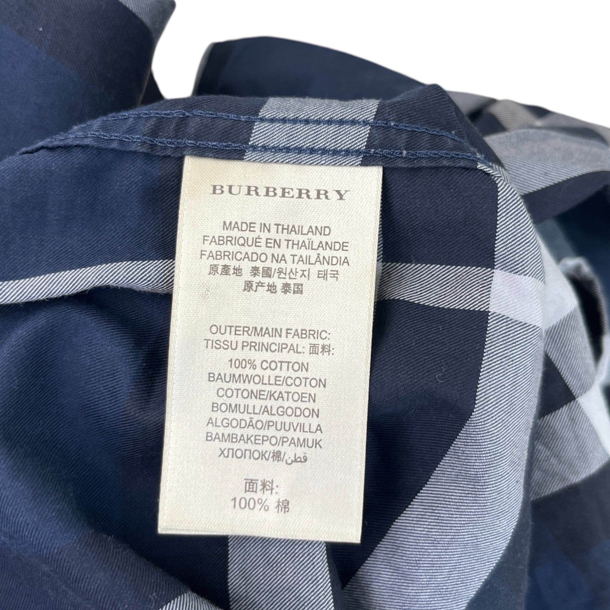 Men's Checked Long Sleeve Shirt Navy Size XS