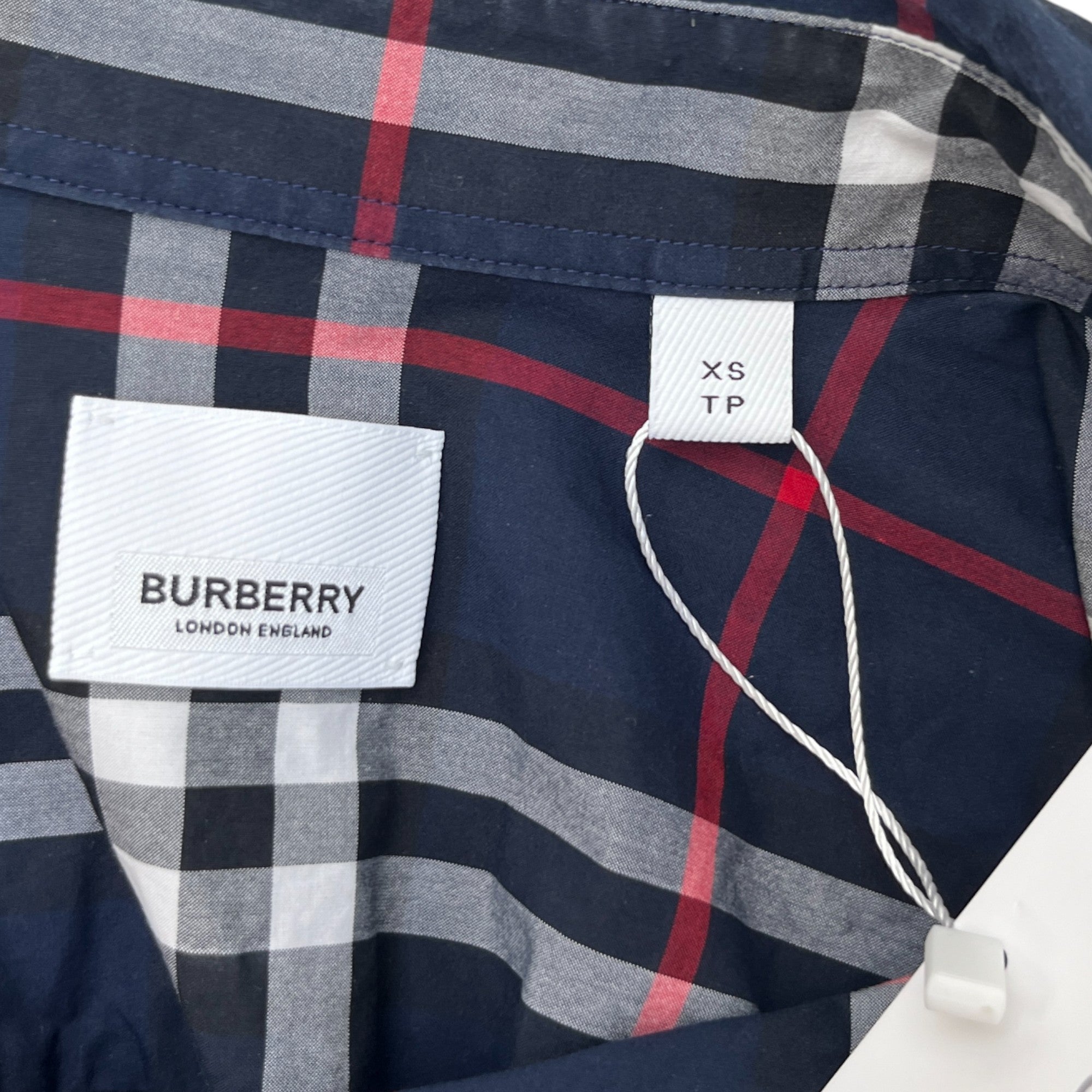 Men's Checked Long Sleeve Shirt Navy Size XS