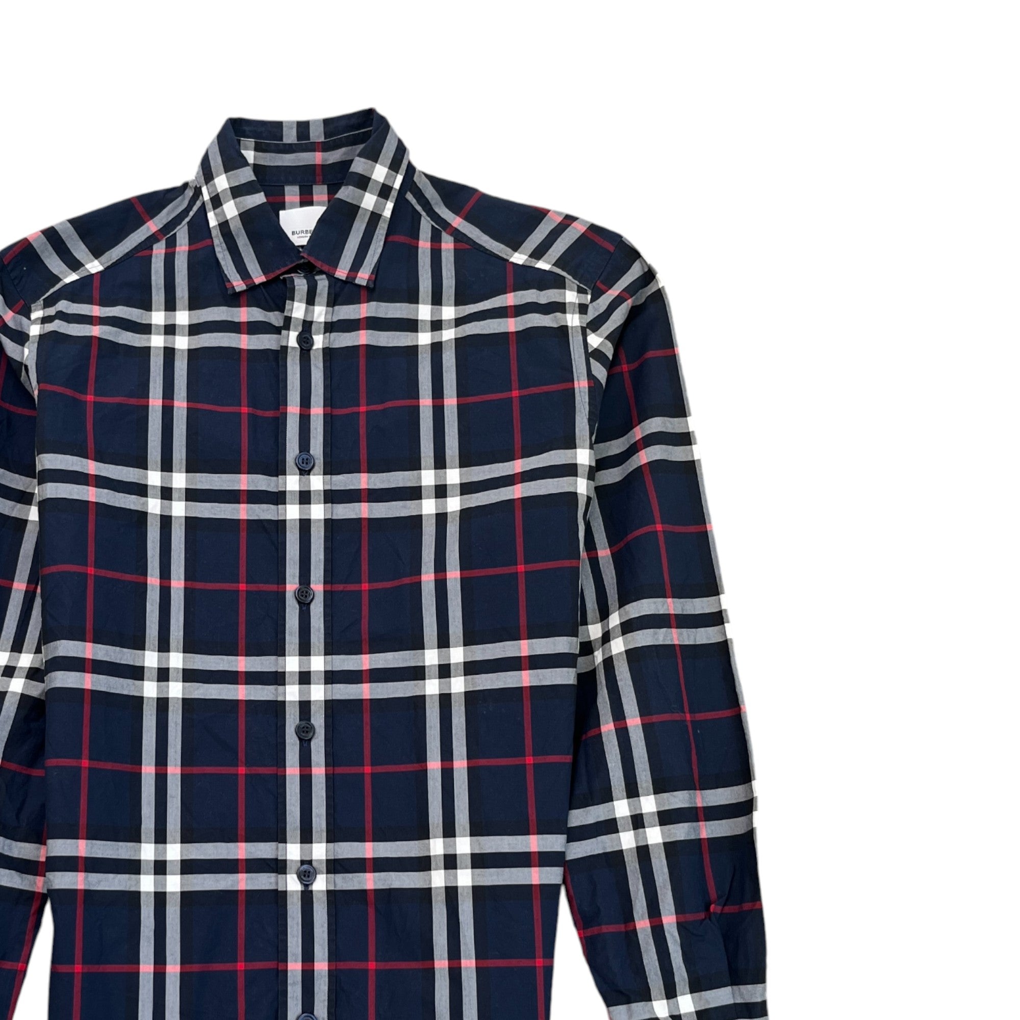 Men's Checked Long Sleeve Shirt Navy Size XS