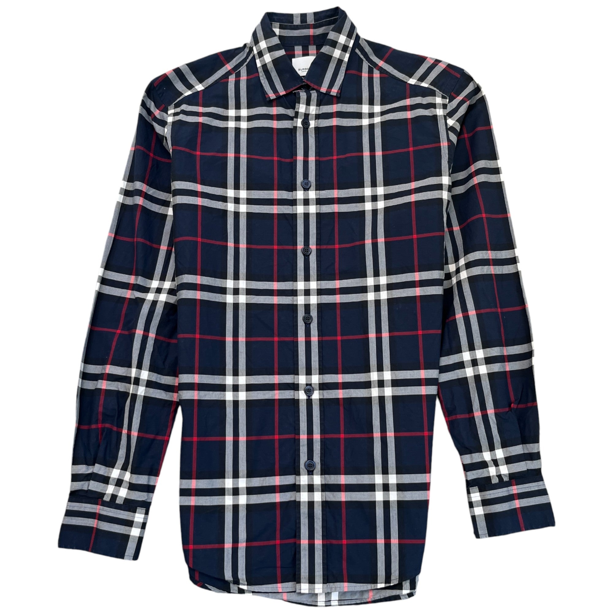 Men's Checked Long Sleeve Shirt Navy Size XS