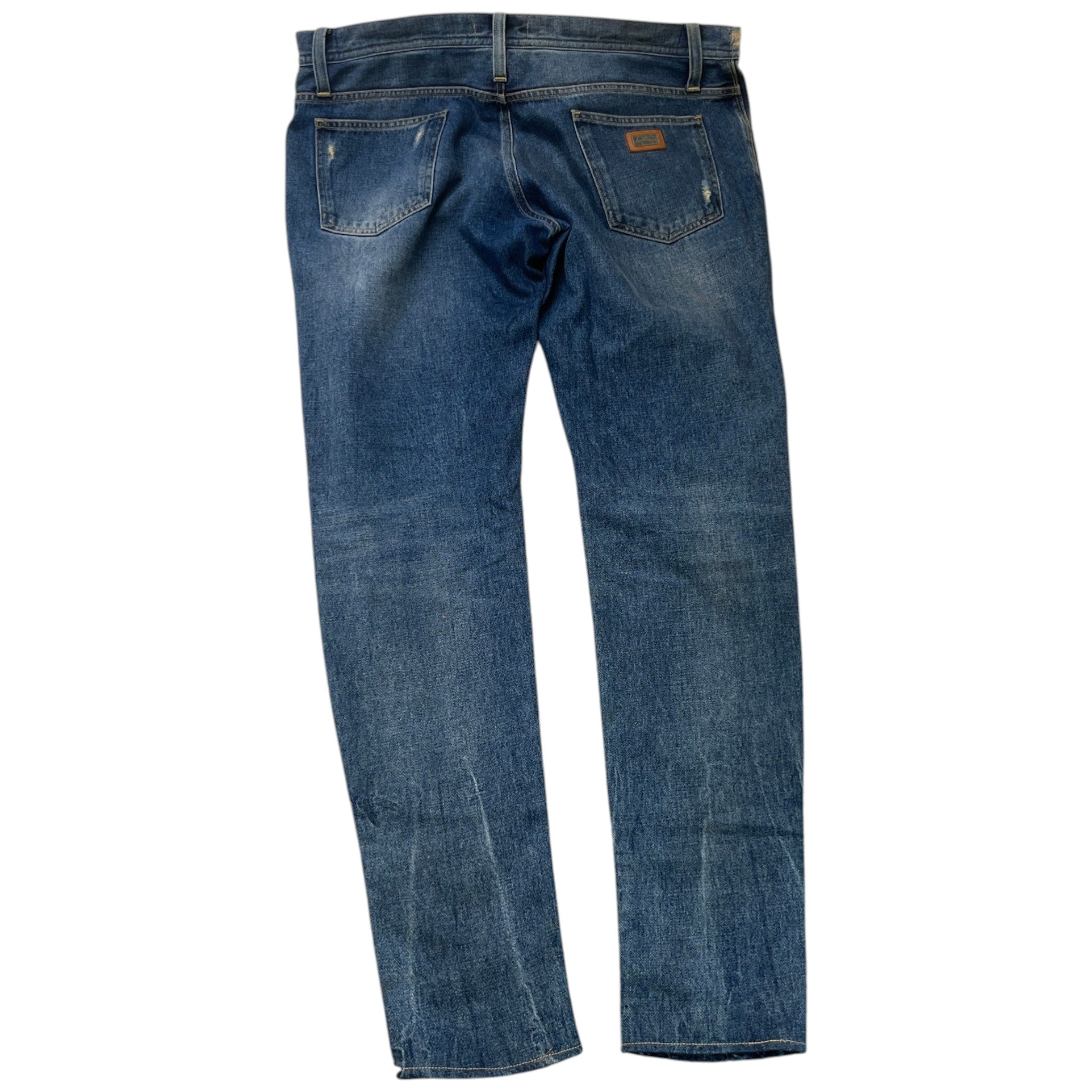 Men's Distressed Logo Pocket Jeans Blue Size IT 52 / UK 36
