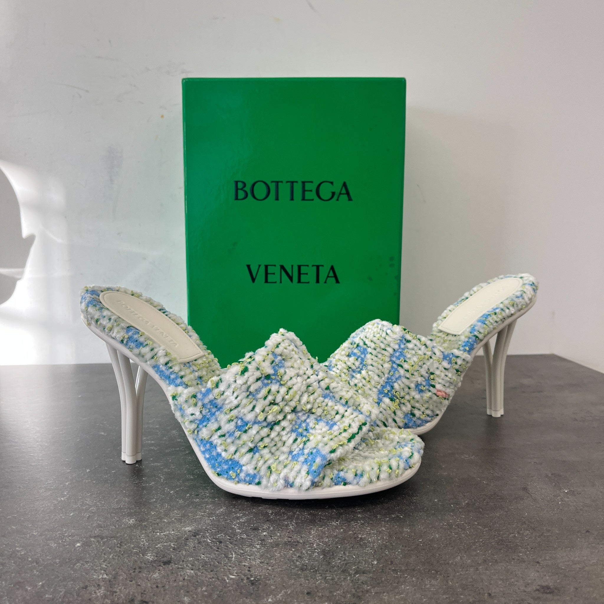 Women's Tweed Mule Heels White Size EU 41 / UK 8