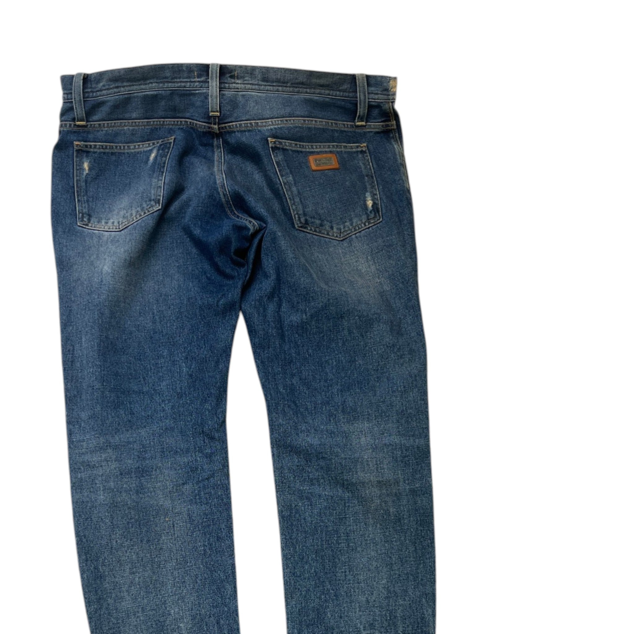 Men's Distressed Logo Pocket Jeans Blue Size IT 52 / UK 36