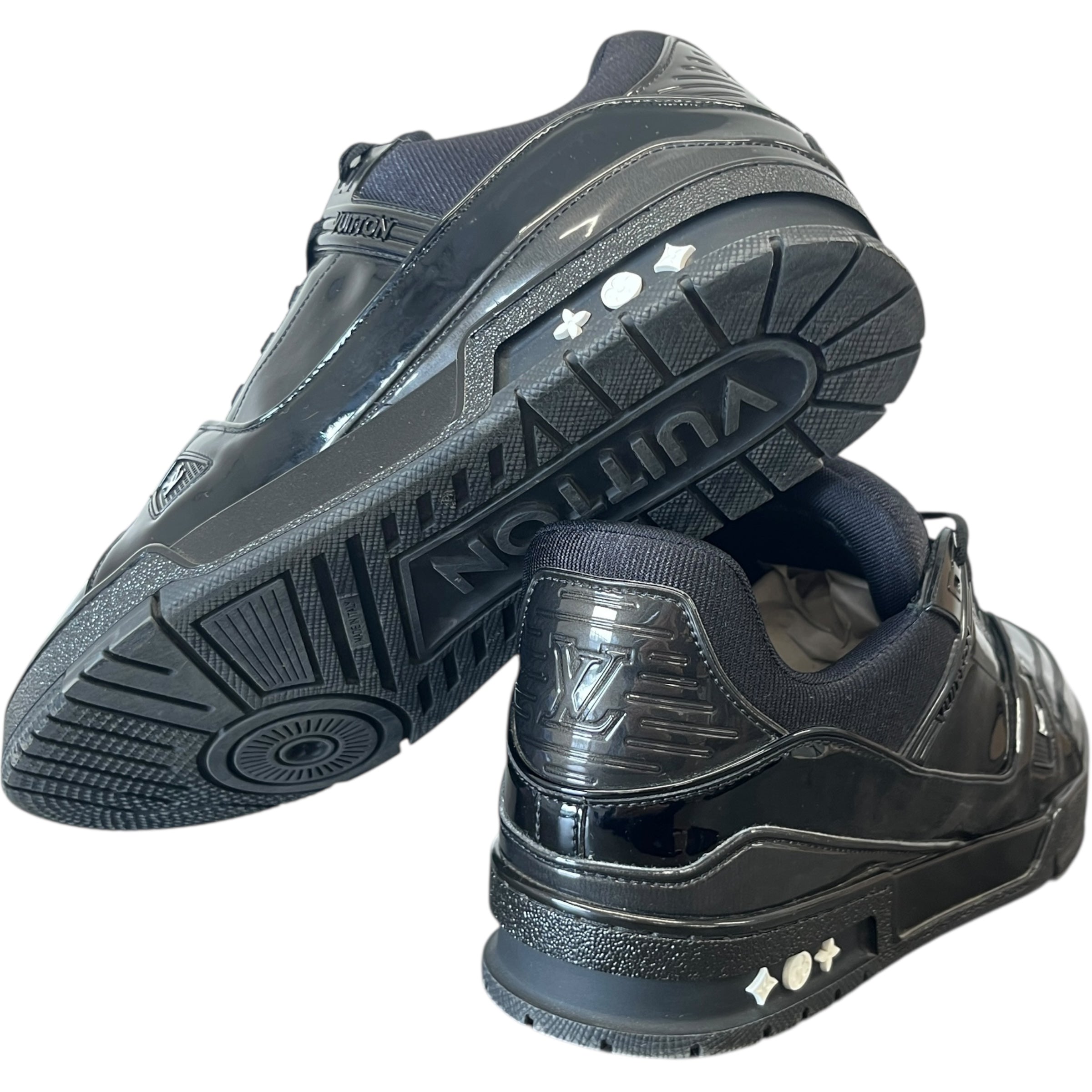 Men's Lv Patent Low Trainers Black Size EU 44 / UK 10