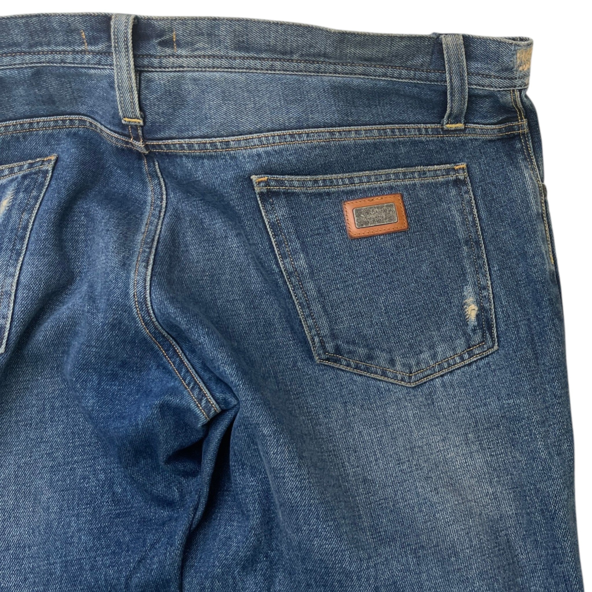 Men's Distressed Logo Pocket Jeans Blue Size IT 52 / UK 36
