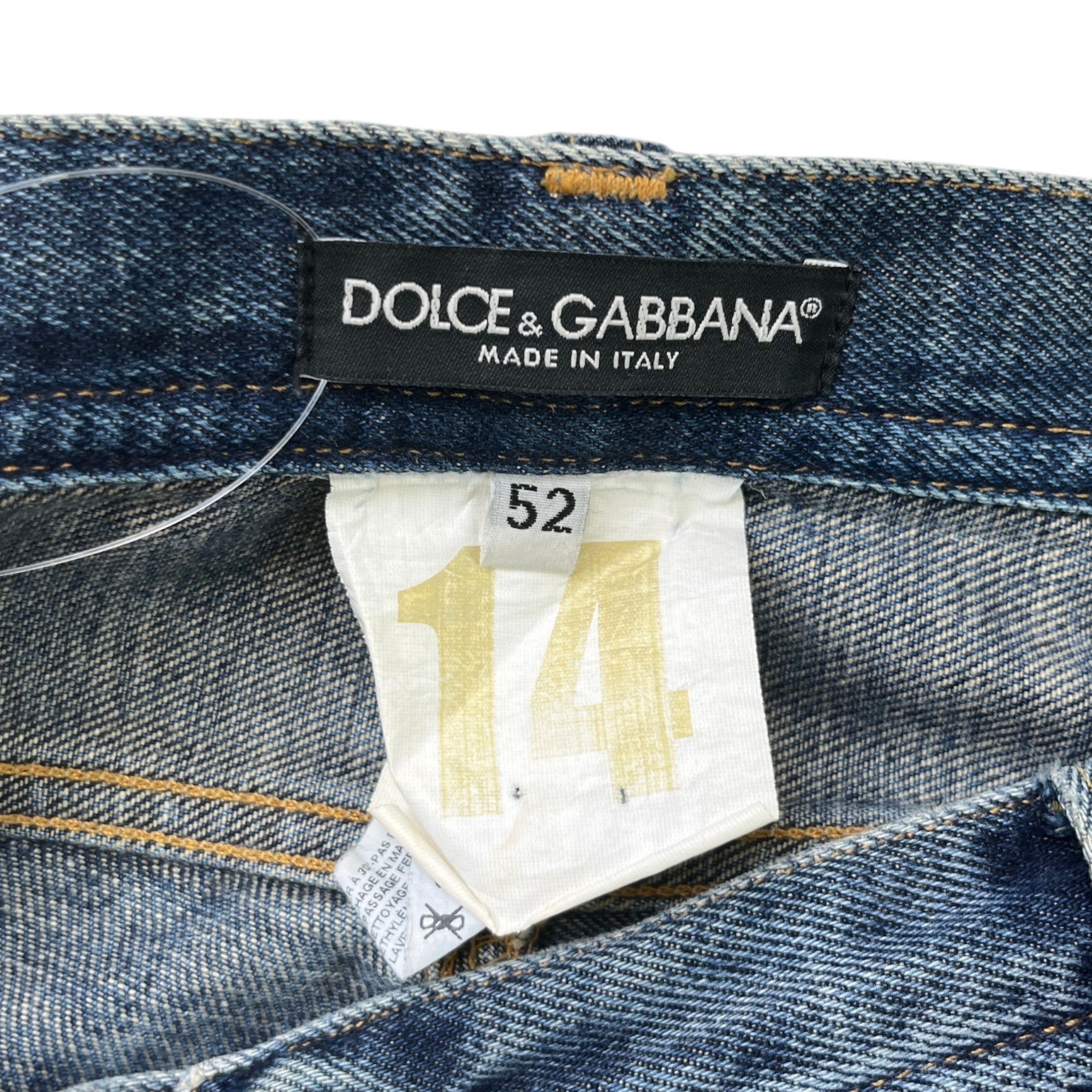 Men's Distressed Logo Pocket Jeans Blue Size IT 52 / UK 36