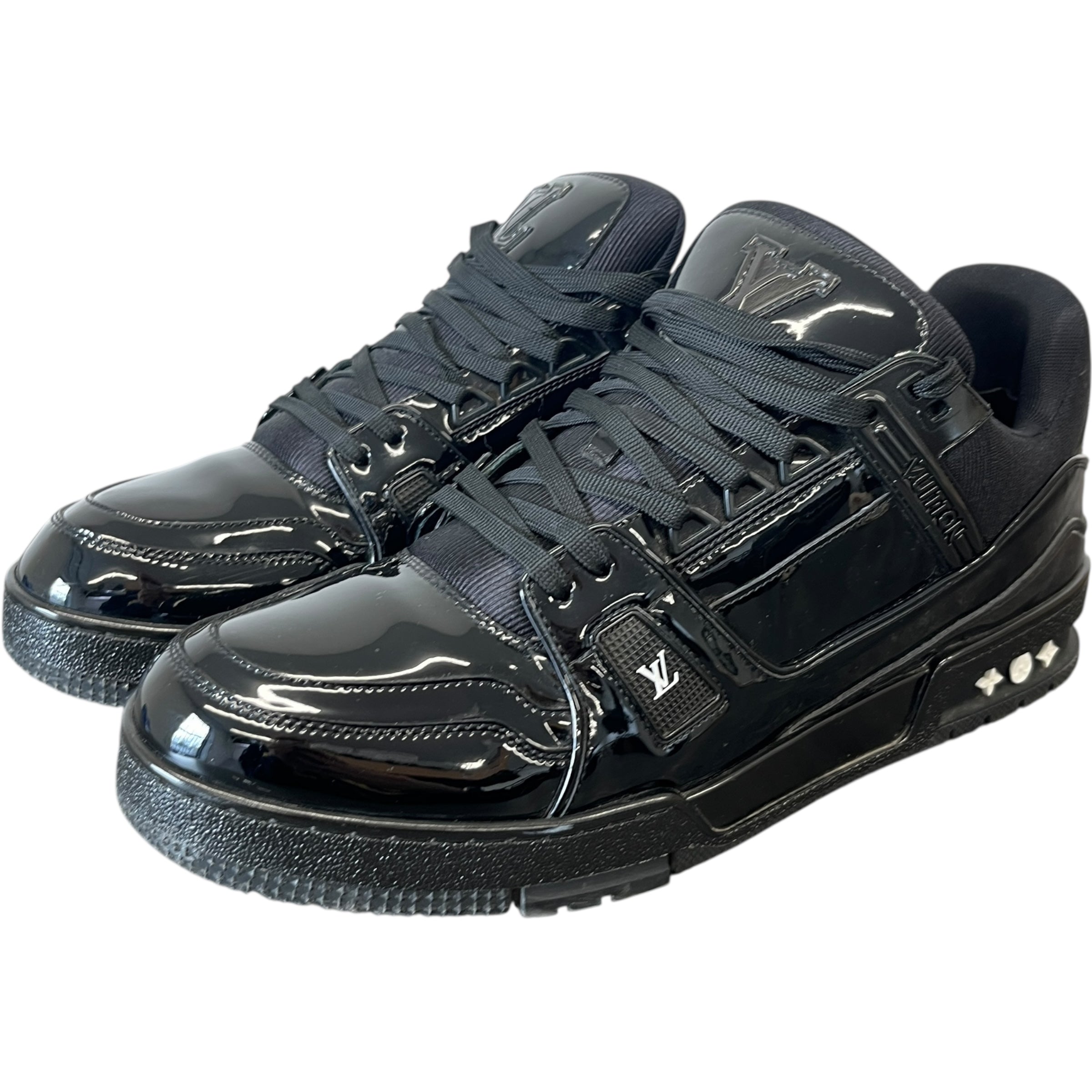 Men's Lv Patent Low Trainers Black Size EU 44 / UK 10