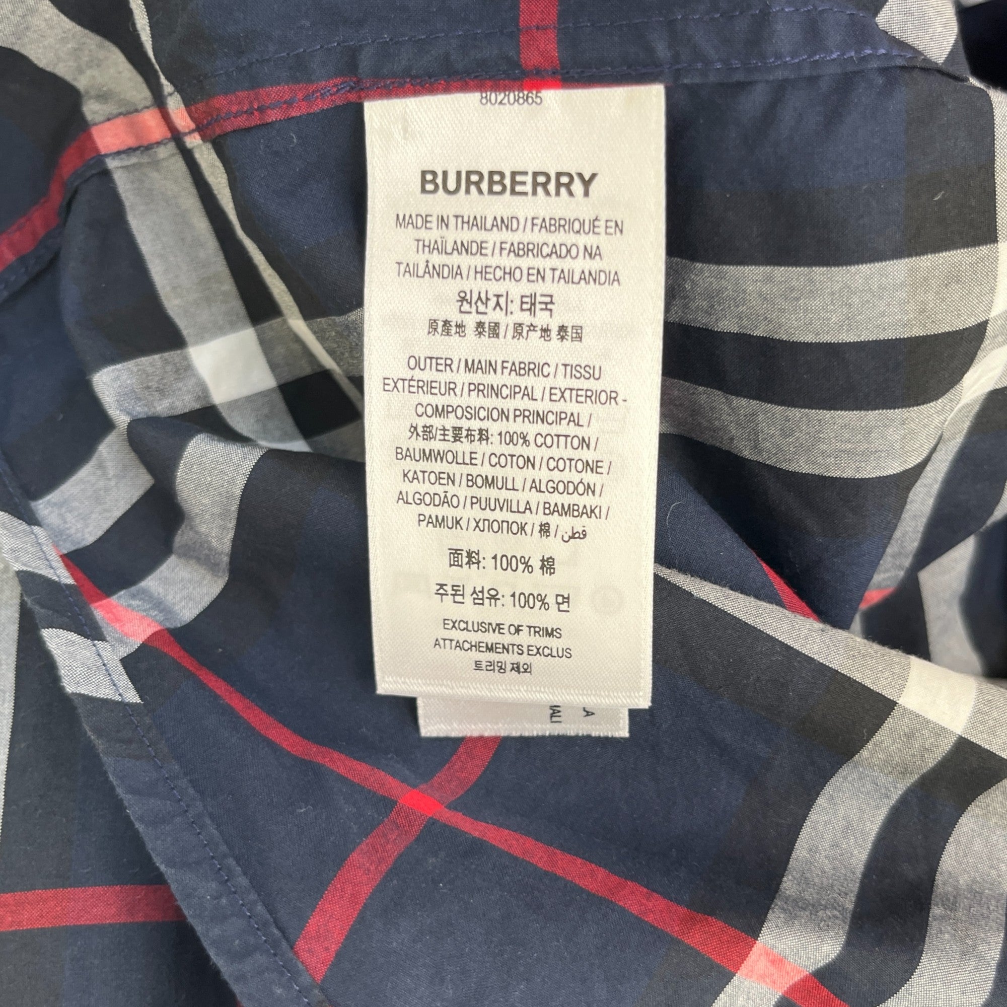 Men's Checked Long Sleeve Shirt Navy Size XS