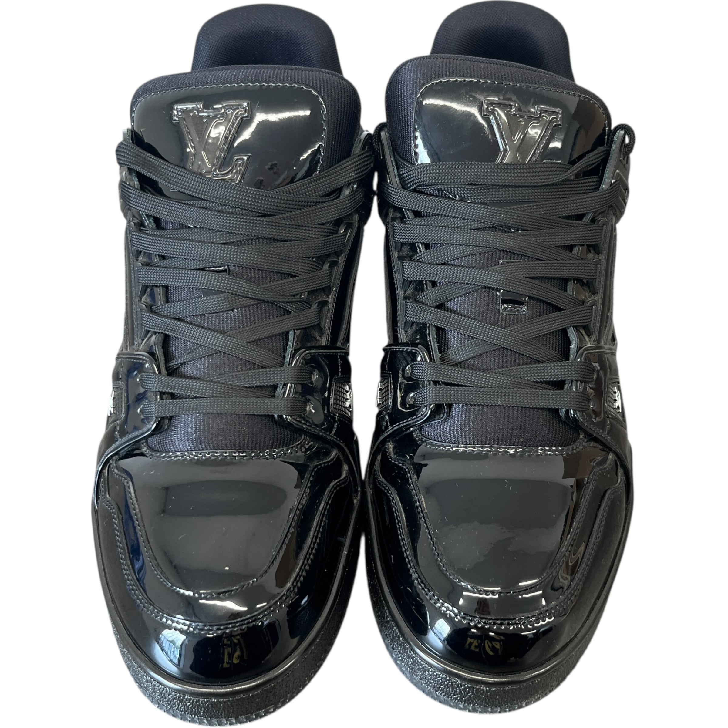 Men's Lv Patent Low Trainers Black Size EU 44 / UK 10