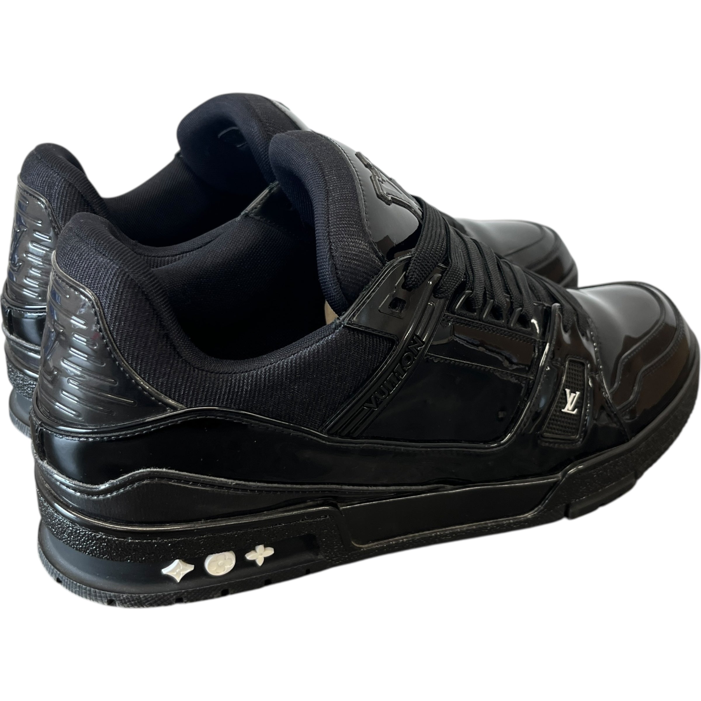 Men's Lv Patent Low Trainers Black Size EU 44 / UK 10