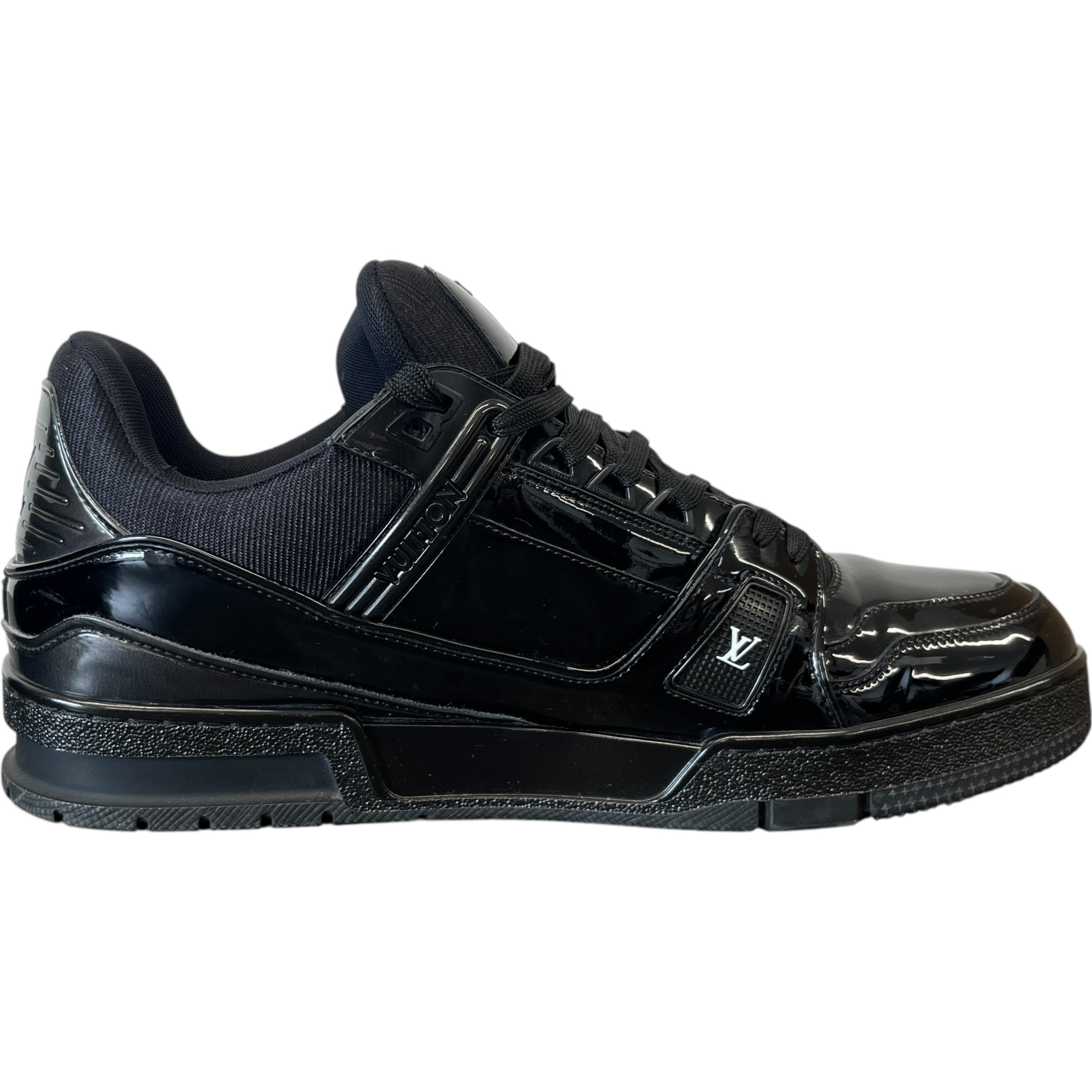 Men's Lv Patent Low Trainers Black Size EU 44 / UK 10