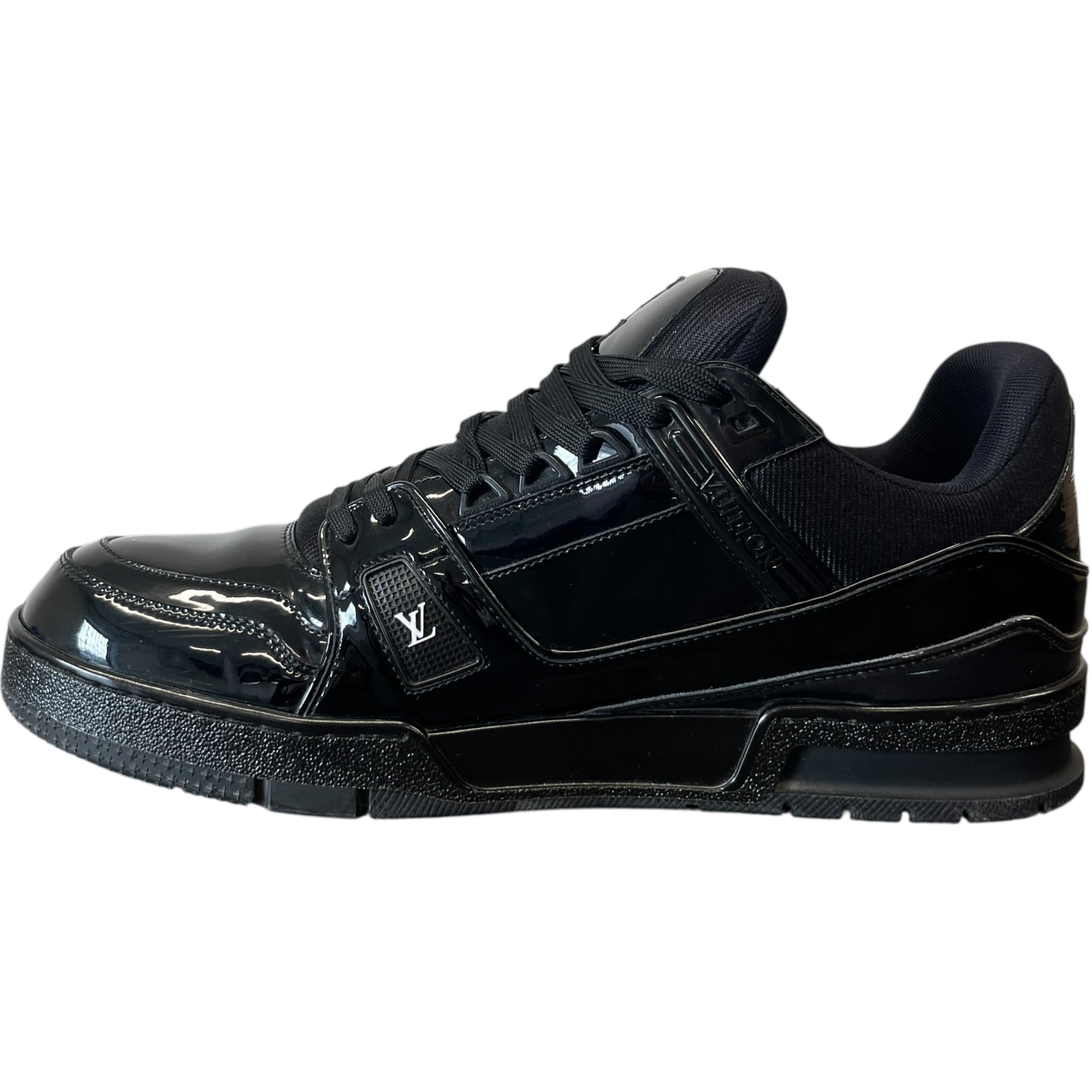 Men's Lv Patent Low Trainers Black Size EU 44 / UK 10