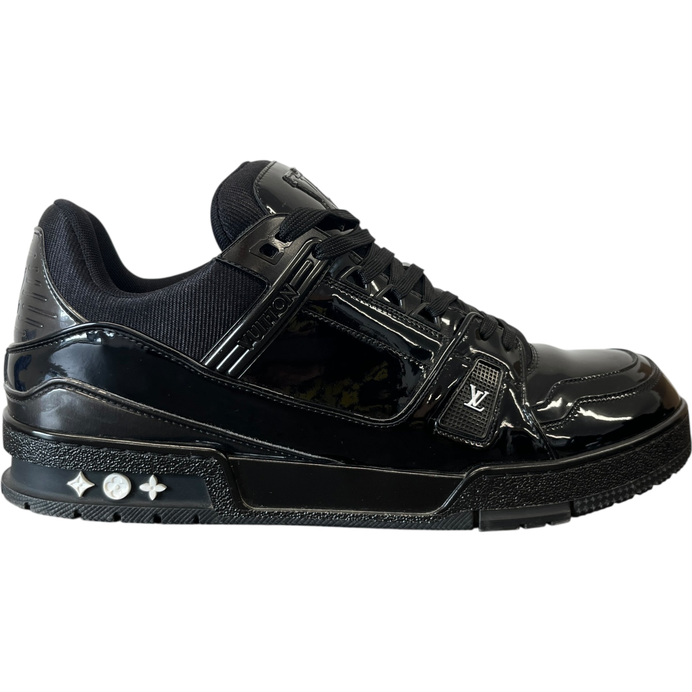 Men's Lv Patent Low Trainers Black Size EU 44 / UK 10