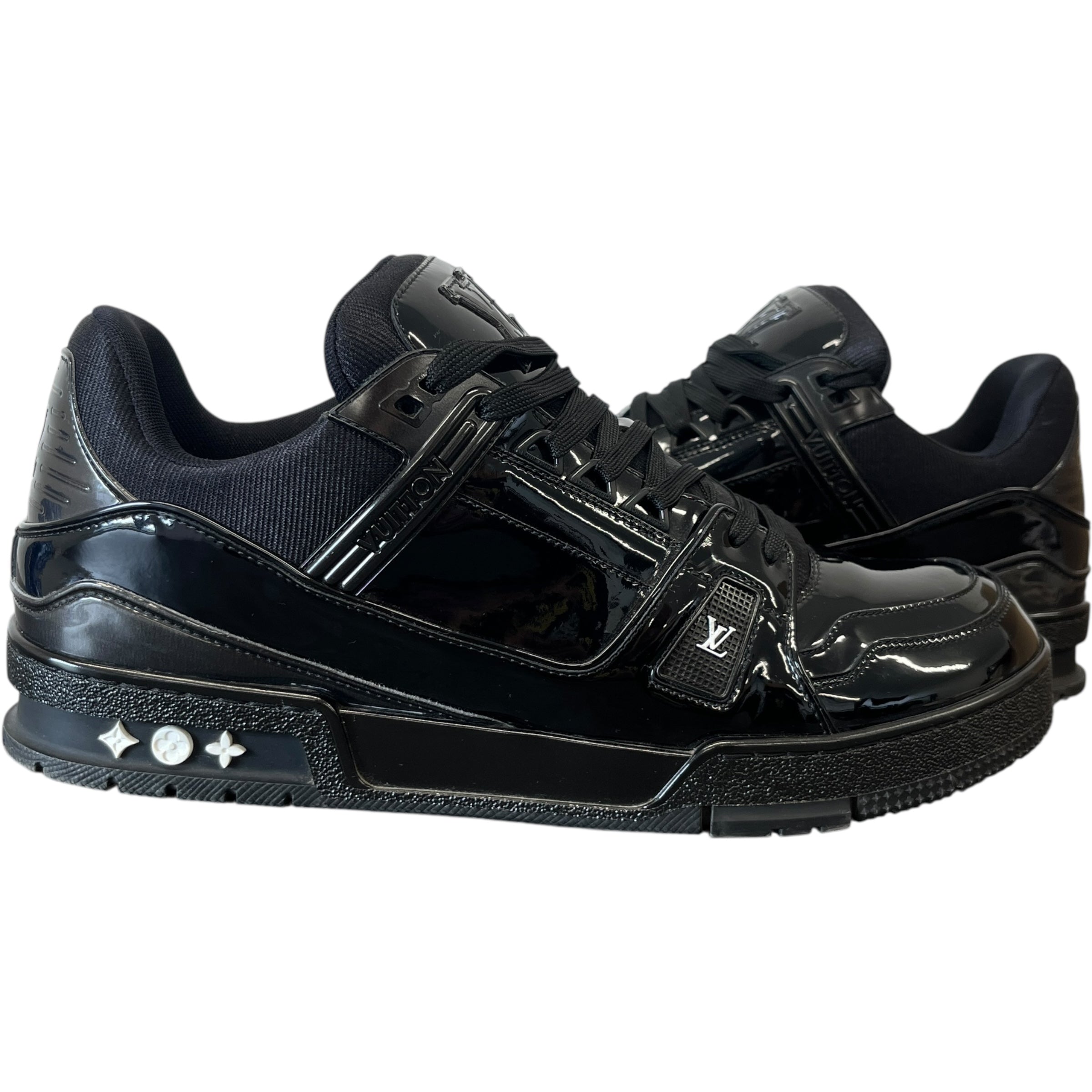 Men's Lv Patent Low Trainers Black Size EU 44 / UK 10