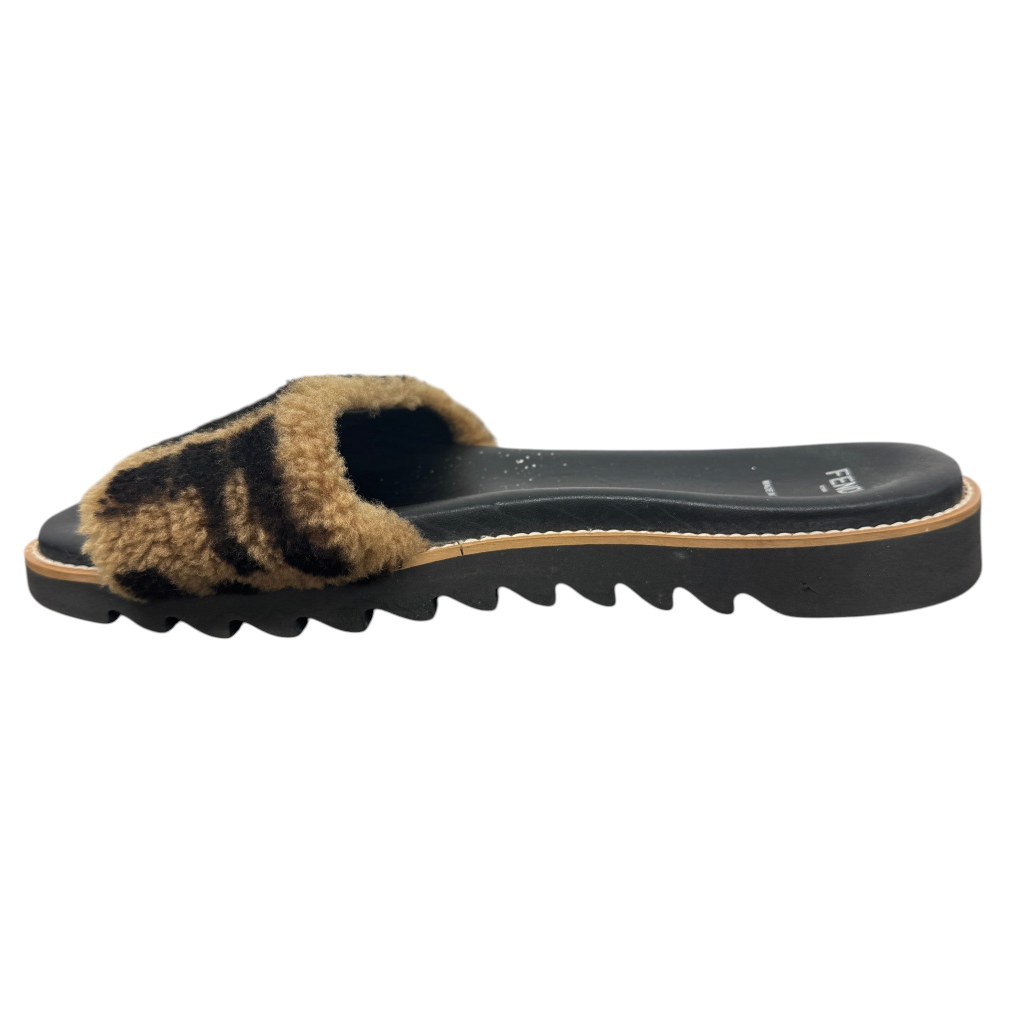 Women's Shearling Ff Slides Black Size EU 39 / UK 6