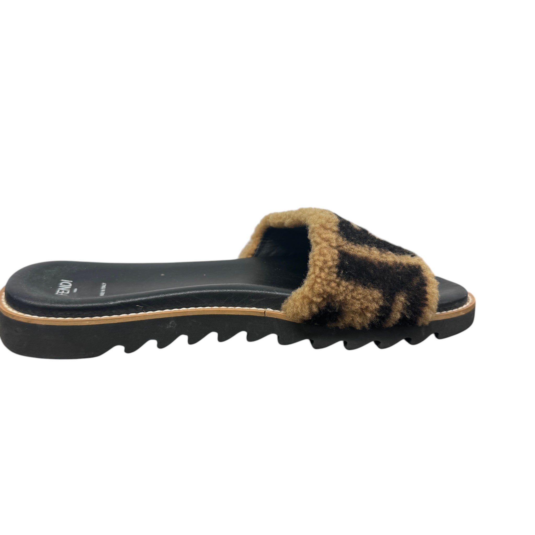 Women's Shearling Ff Slides Black Size EU 39 / UK 6