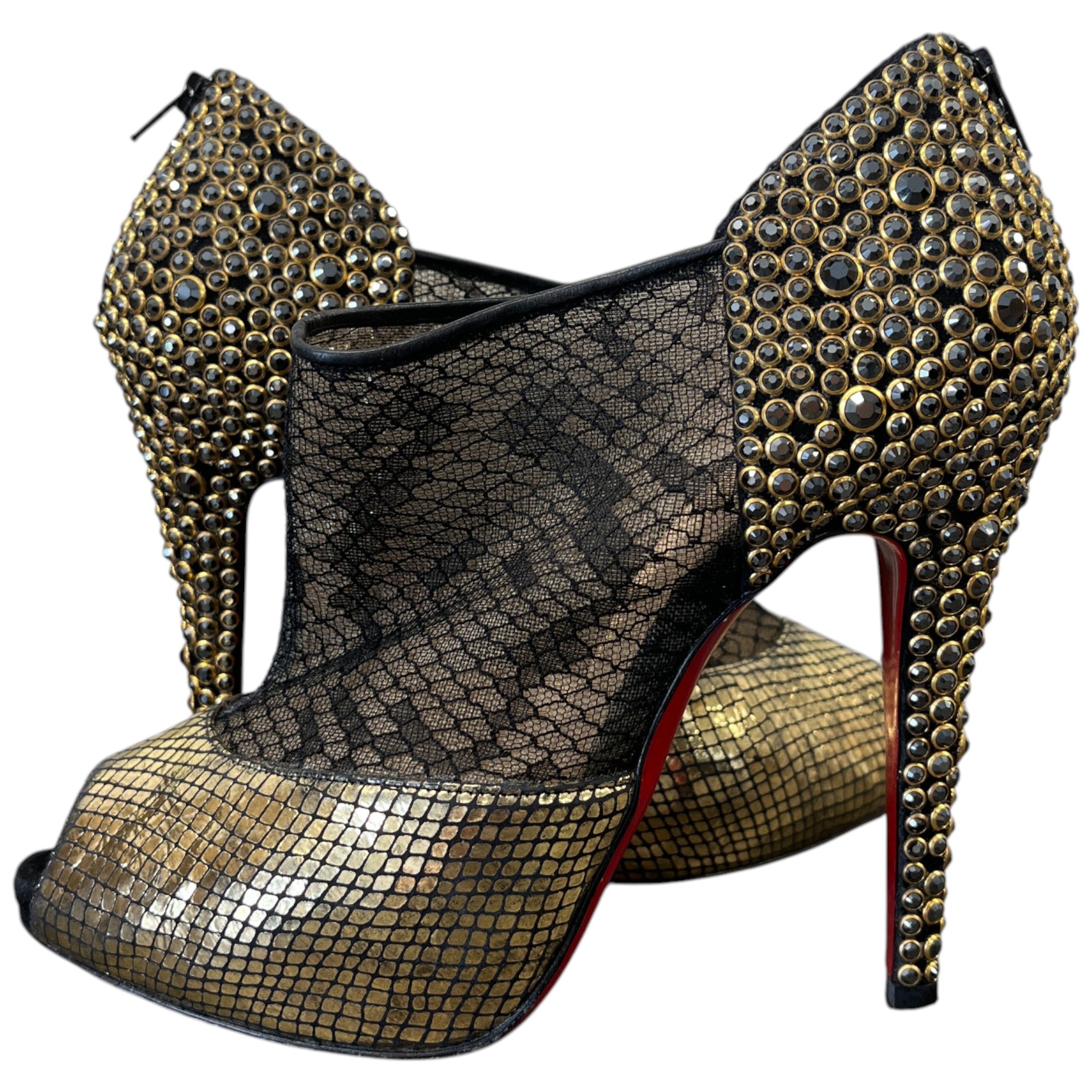 Women's Strass Aeronotoc Heels Gold Size EU 38 / UK 5