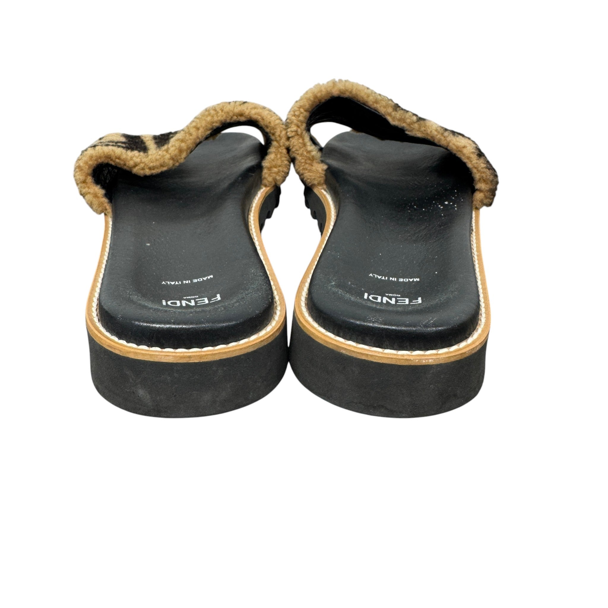 Women's Shearling Ff Slides Black Size EU 39 / UK 6