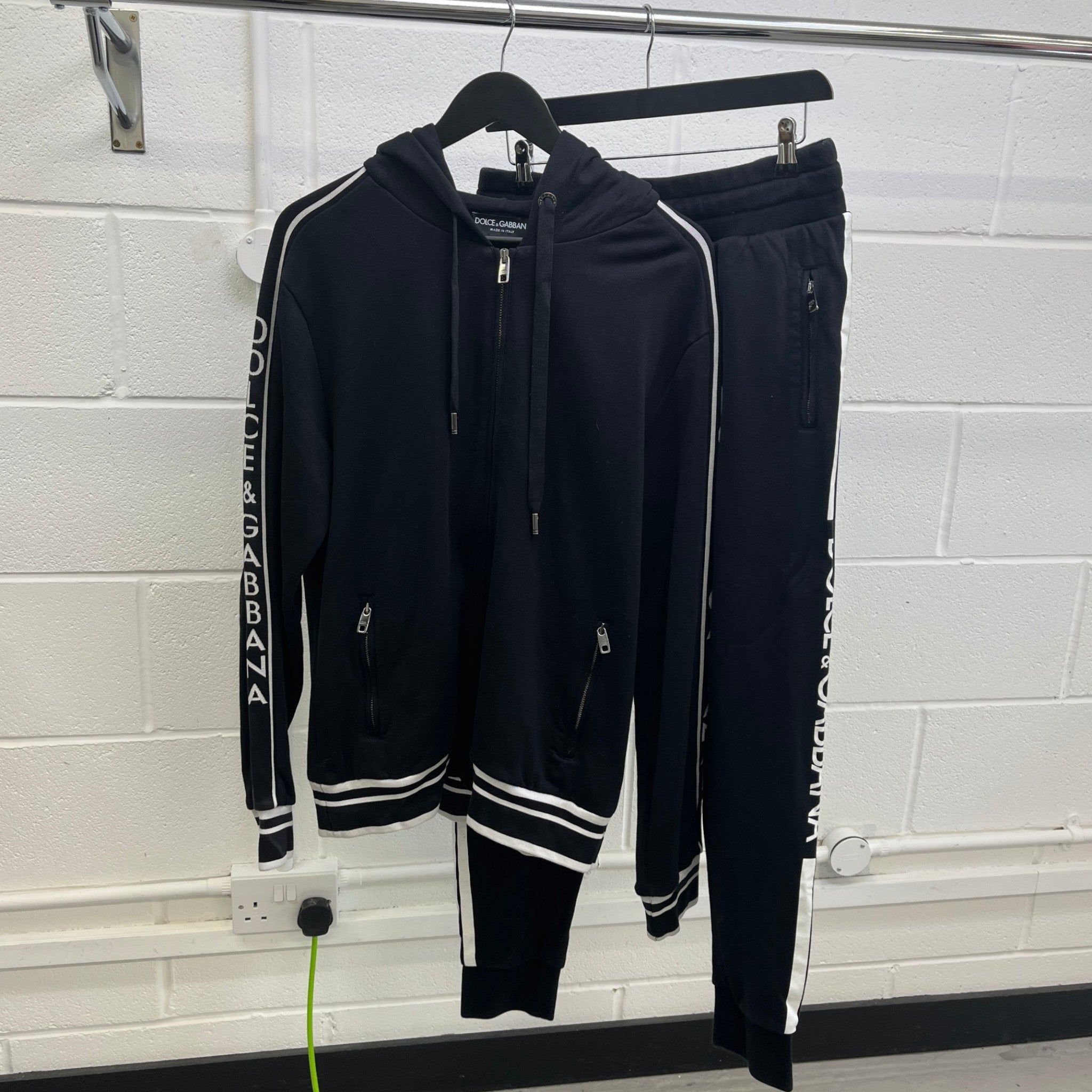 Men's Tape Logo Full Tracksuit Black Size L