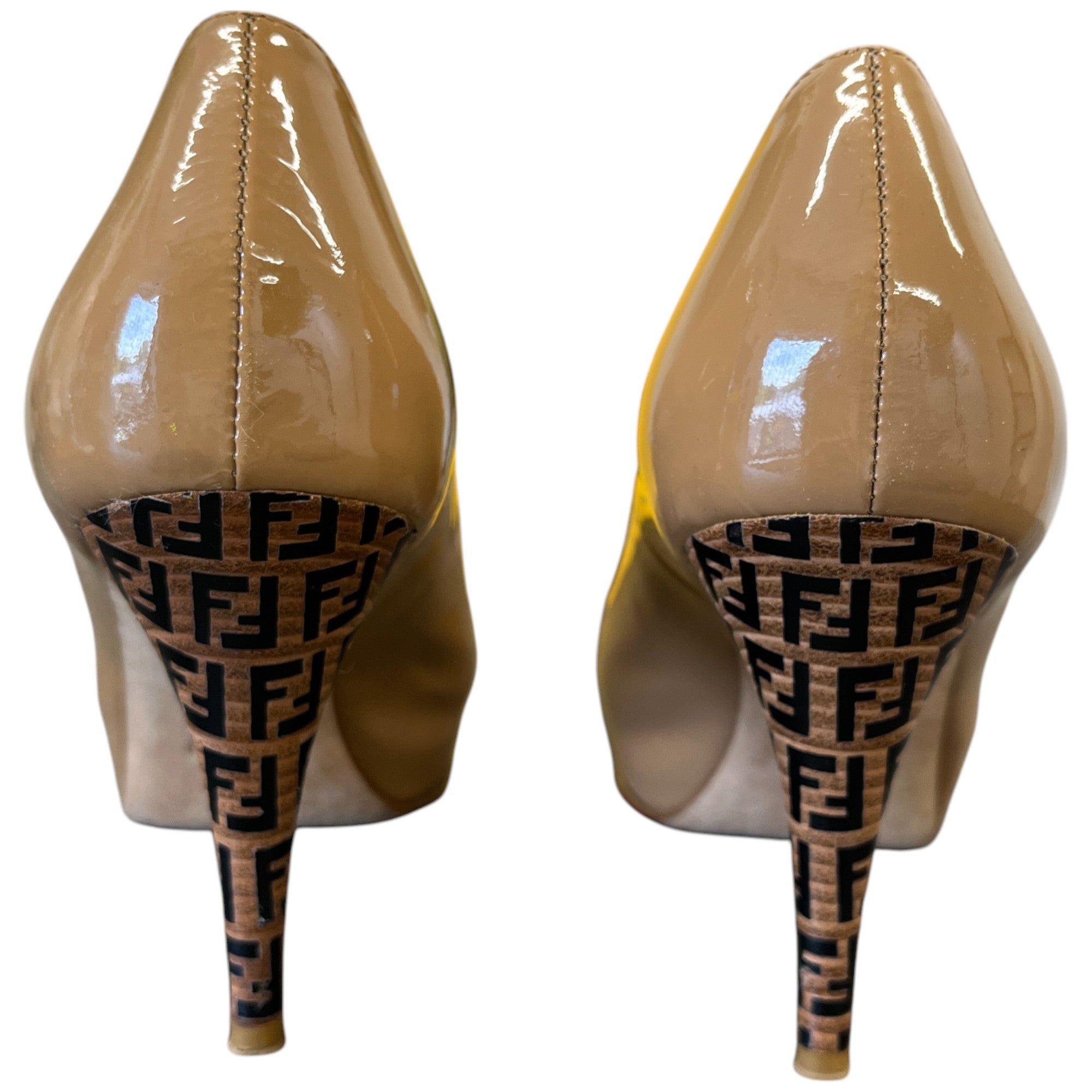 Women's Patent Zucca Platform Heels Beige Size EU 40.5 / 7.5