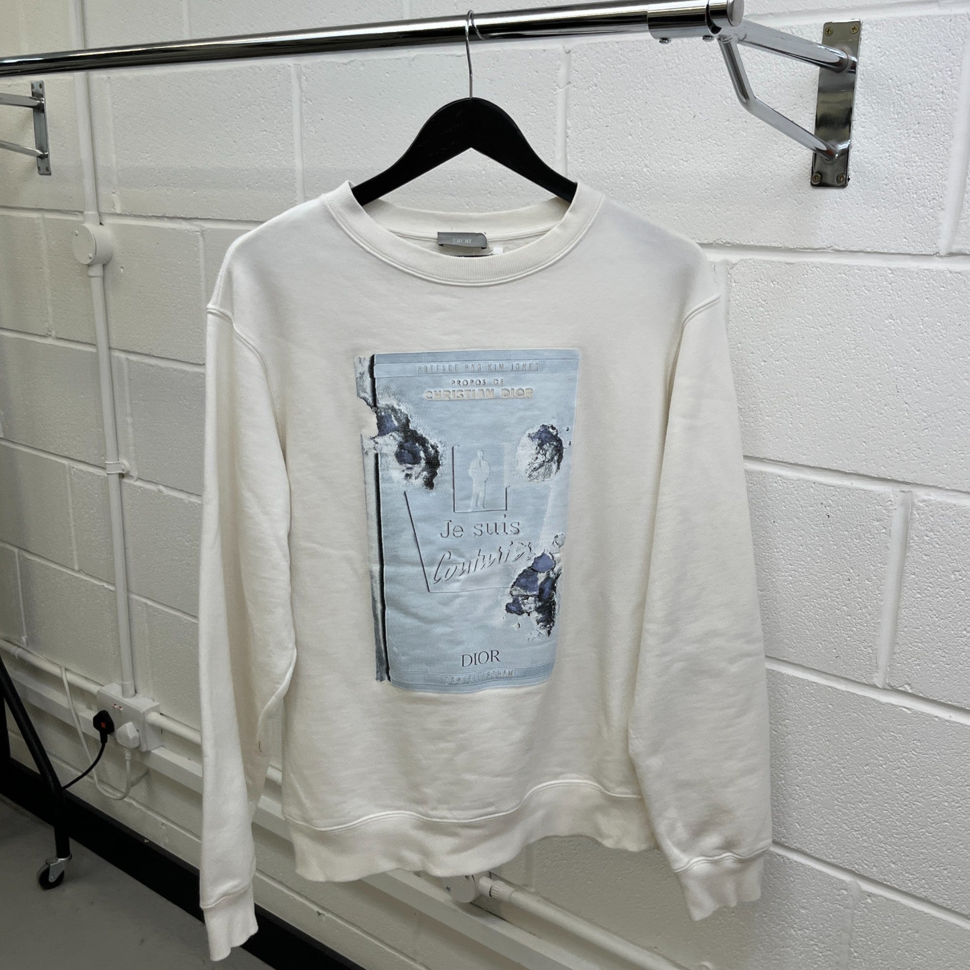 Men's Eroded Crystal Sweatshirt White Size L