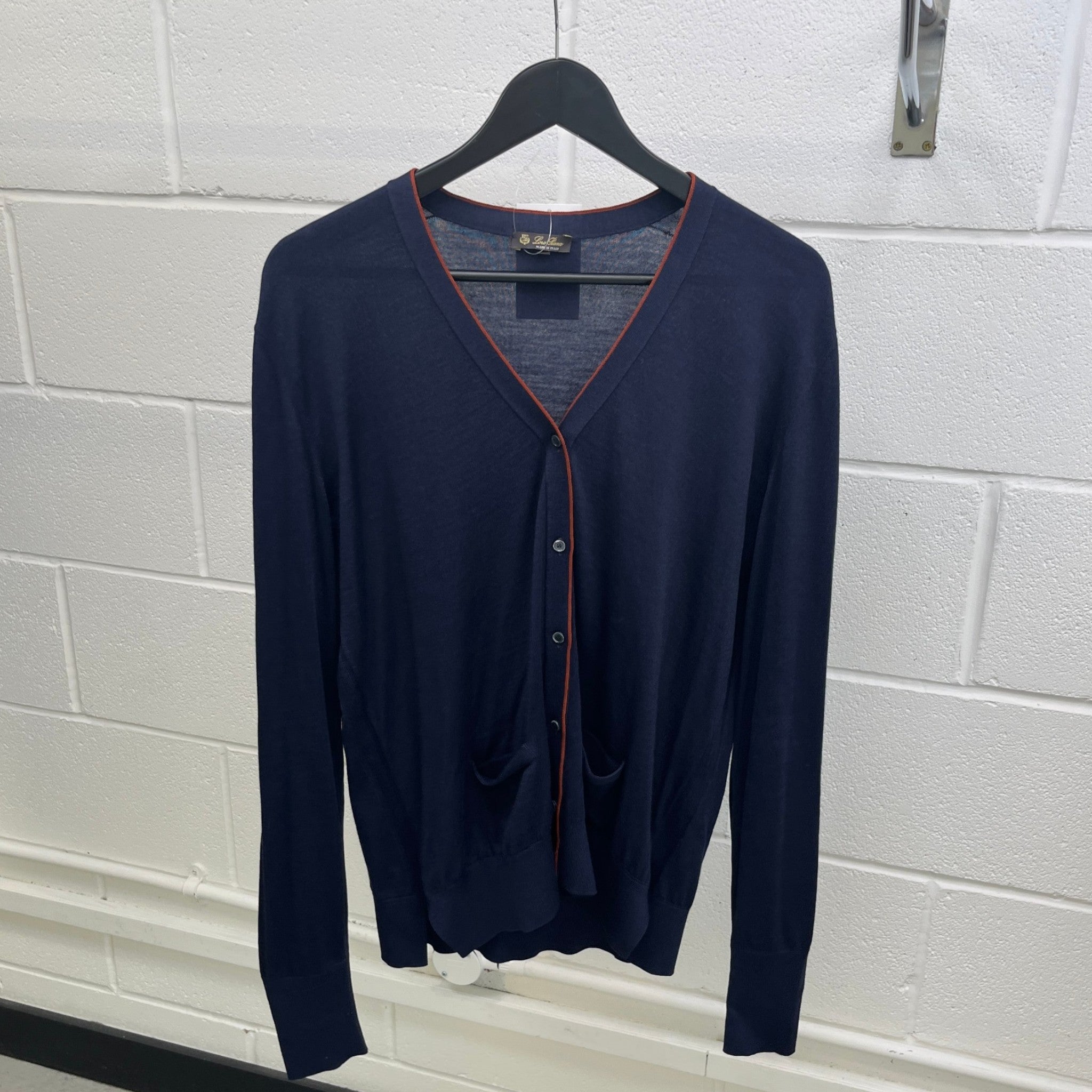 Men's V Neck Cardigan Navy Size IT 52 / UK XL